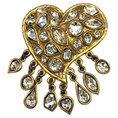 Heart brooch YVES ST. LAURENT by R. GOOSSENS  PARIS 1970s, gold plated