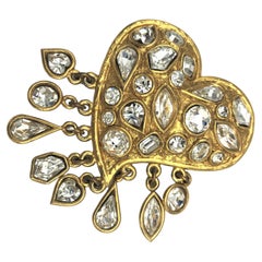 Heart brooch YVES ST. LAURENT by R. GOOSSENS  PARIS 1970s, gold plated 