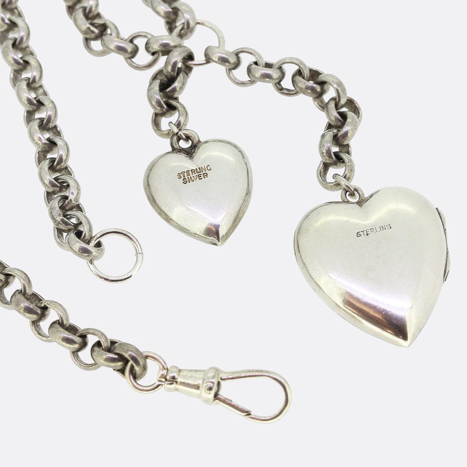 Vintage Heart Charm Necklace In Good Condition For Sale In London, GB
