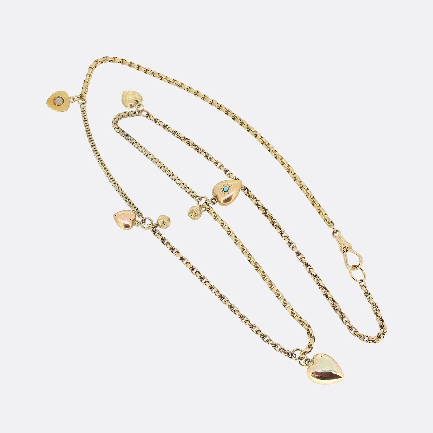 Vintage Heart Charm Necklace In Good Condition In London, GB