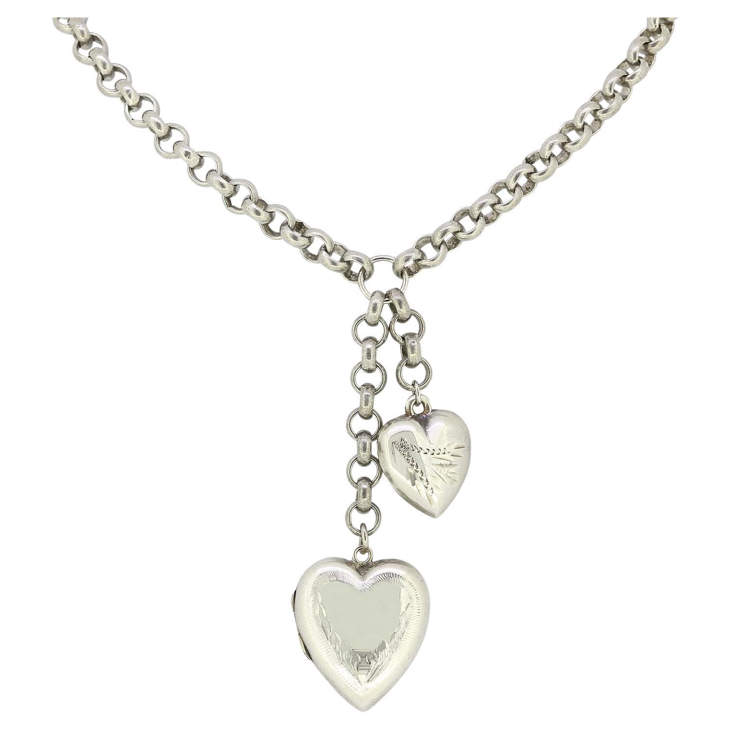 Vintage Heart Charm Necklace For Sale