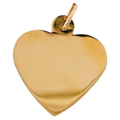 Vintage Heart Disk Charm Pendant in 14 Karat Yellow Gold, 1.9 grams