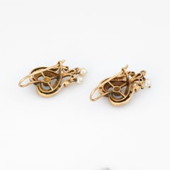Vintage Heart Earrings 18 Karat Gold Turquoise Pearl Enamel Estate Jewelry