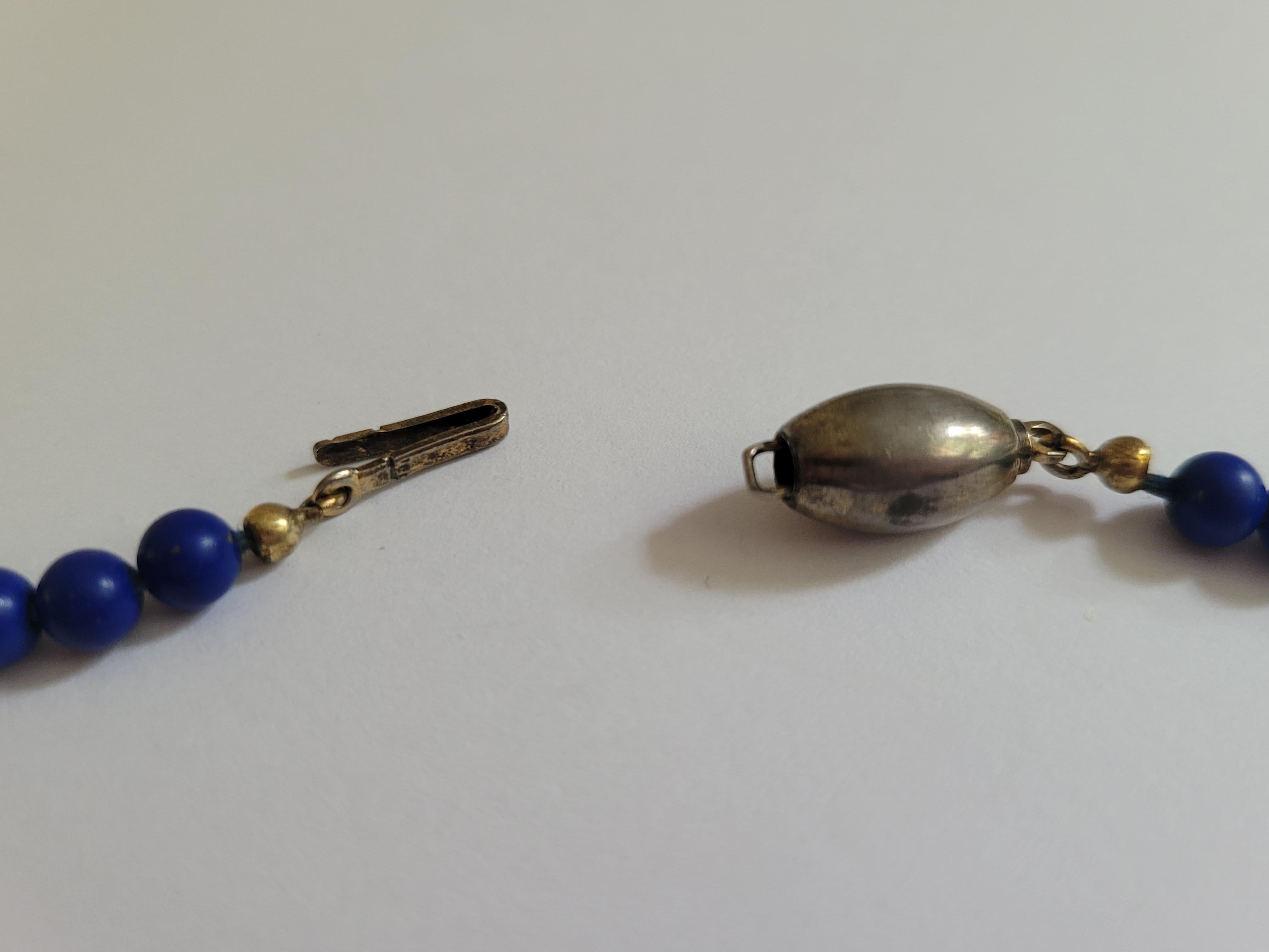 Vintage Heart Locket and Lapis Lazuli Beads necklace For Sale 3