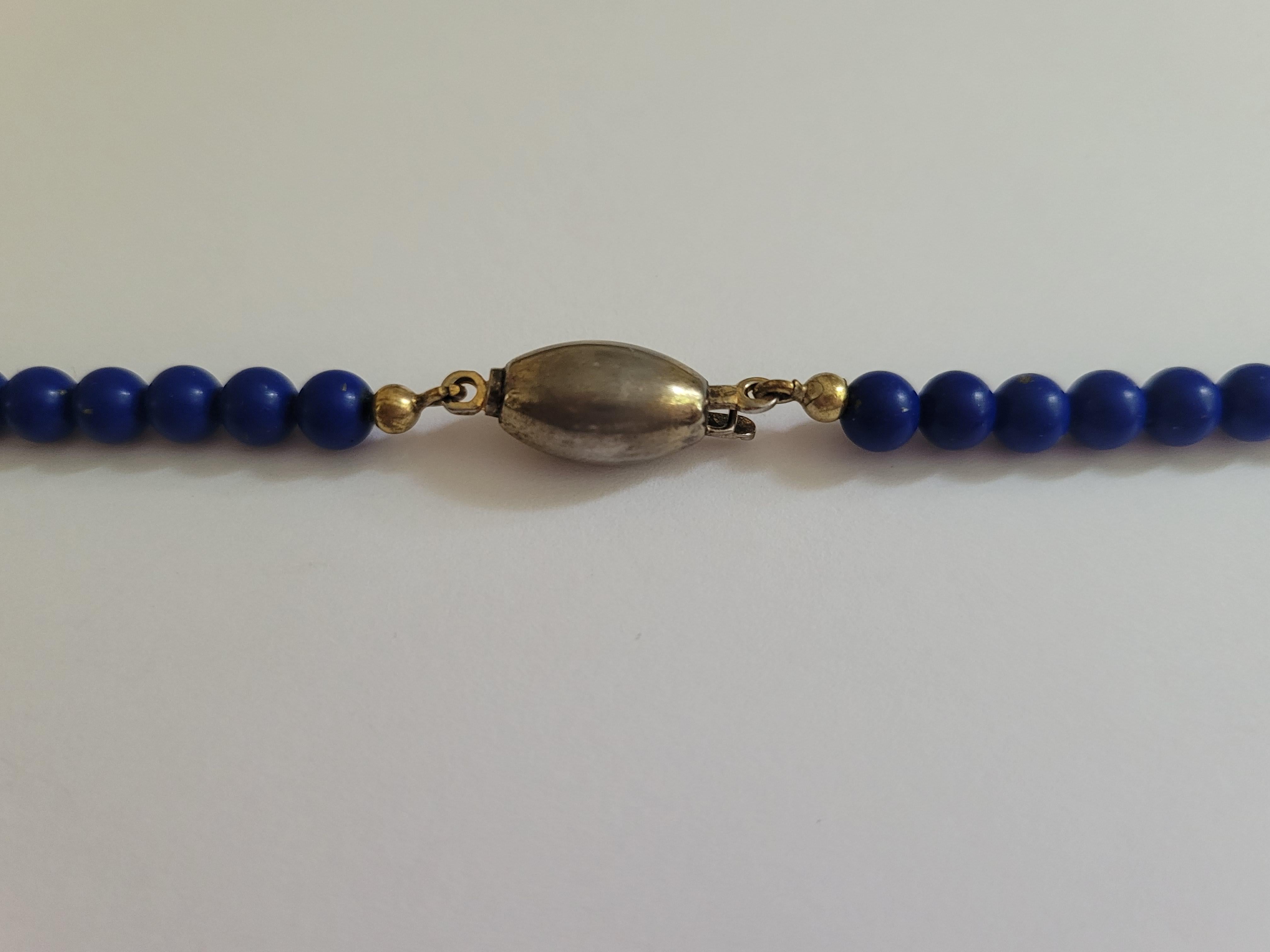 Women's Vintage Heart Locket and Lapis Lazuli Beads necklace For Sale
