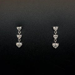 Vintage Heart Shape Diamond Gold Drop Earrings