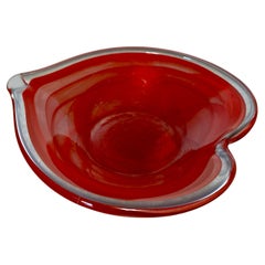 Vintage Heart-Shaped Blown Glass "Catch-All" Bowl / Candy Dish by Murano Glass