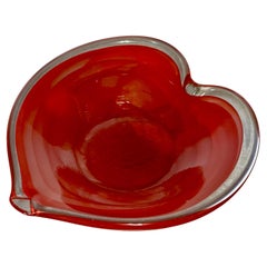 Vintage Heart-Shaped Blown Glass "Catch-All" Bowl / Candy Dish by Murano Glass