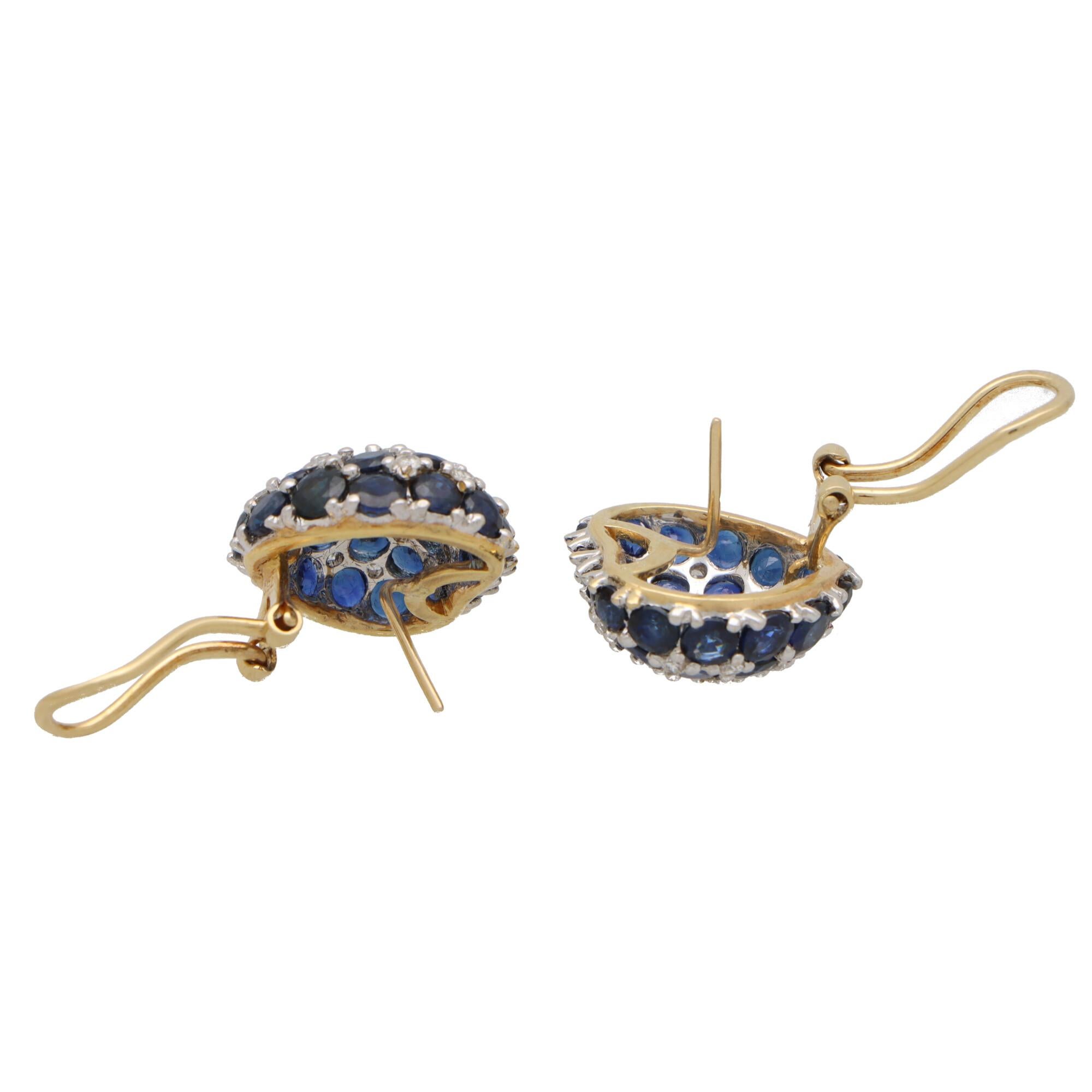  Vintage Heart Shaped Sapphire and Diamond Earrings In Excellent Condition In London, GB