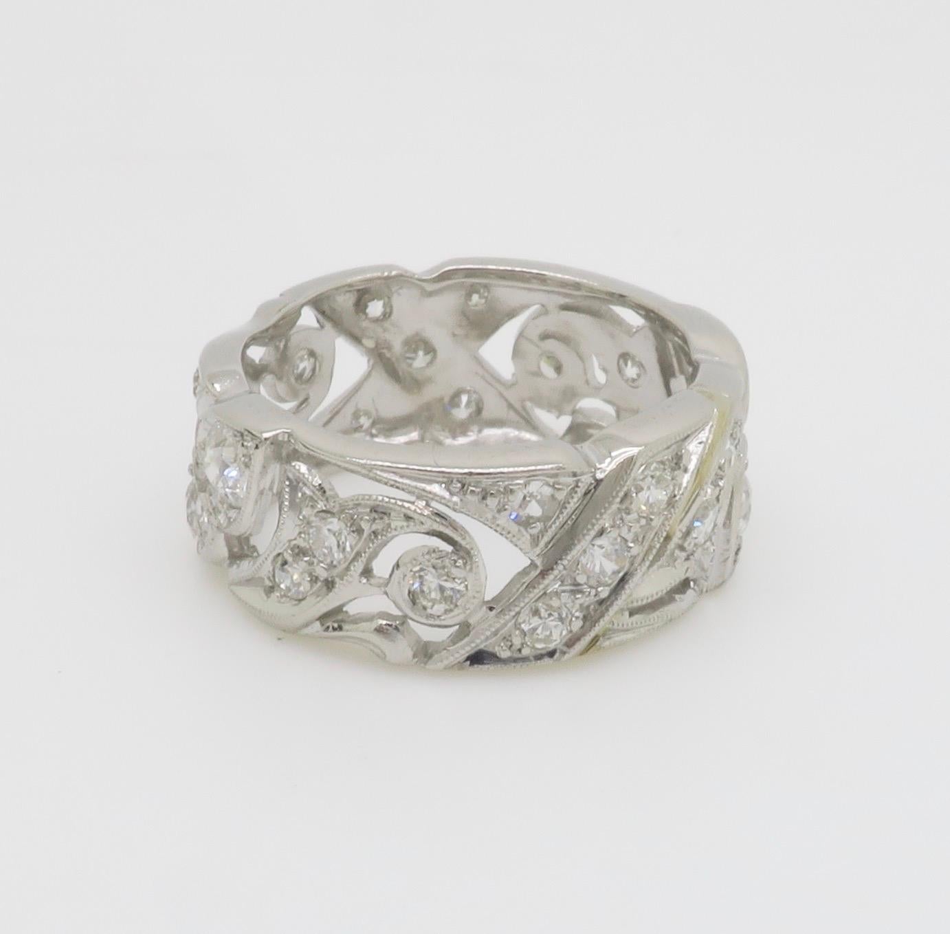 Vintage Heart Themed Diamond Eternity Band For Sale 6