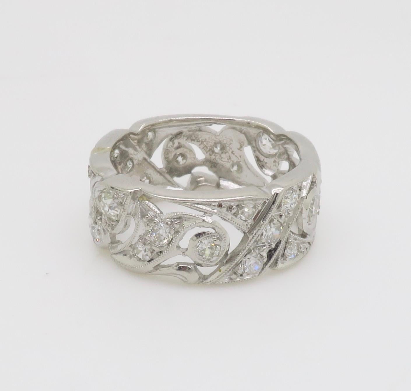 Vintage Heart Themed Diamond Eternity Band For Sale 7
