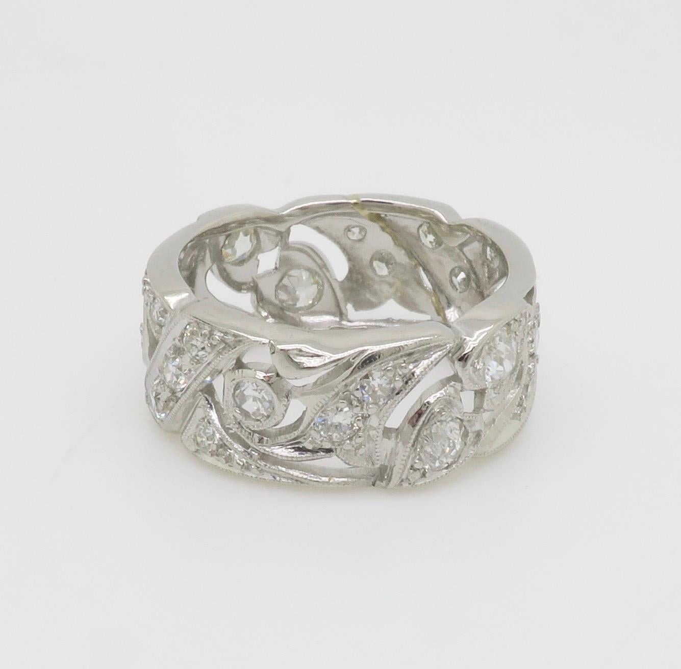 Vintage Heart Themed Diamond Eternity Band For Sale 8