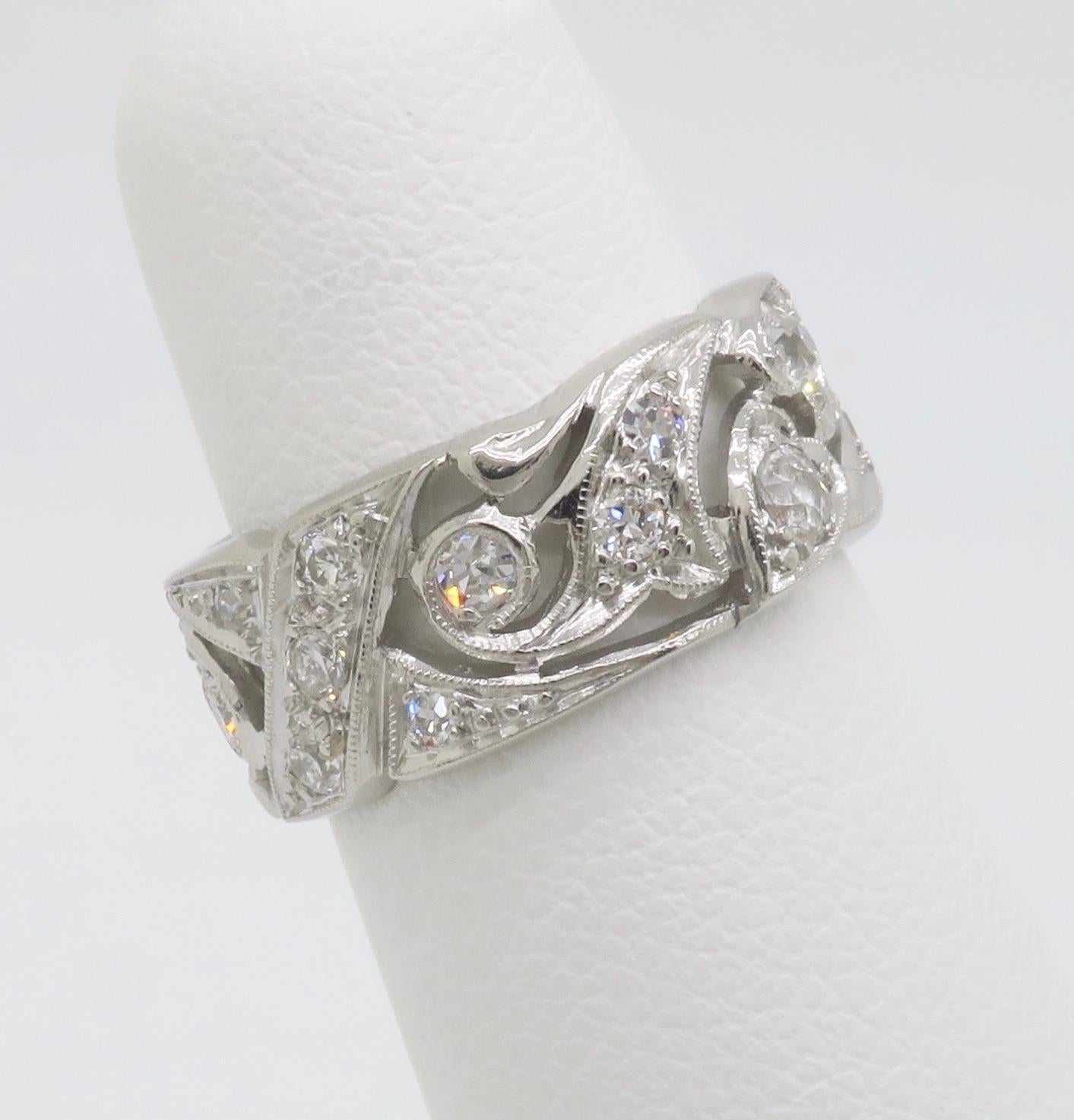 Women's Vintage Heart Themed Diamond Eternity Band For Sale