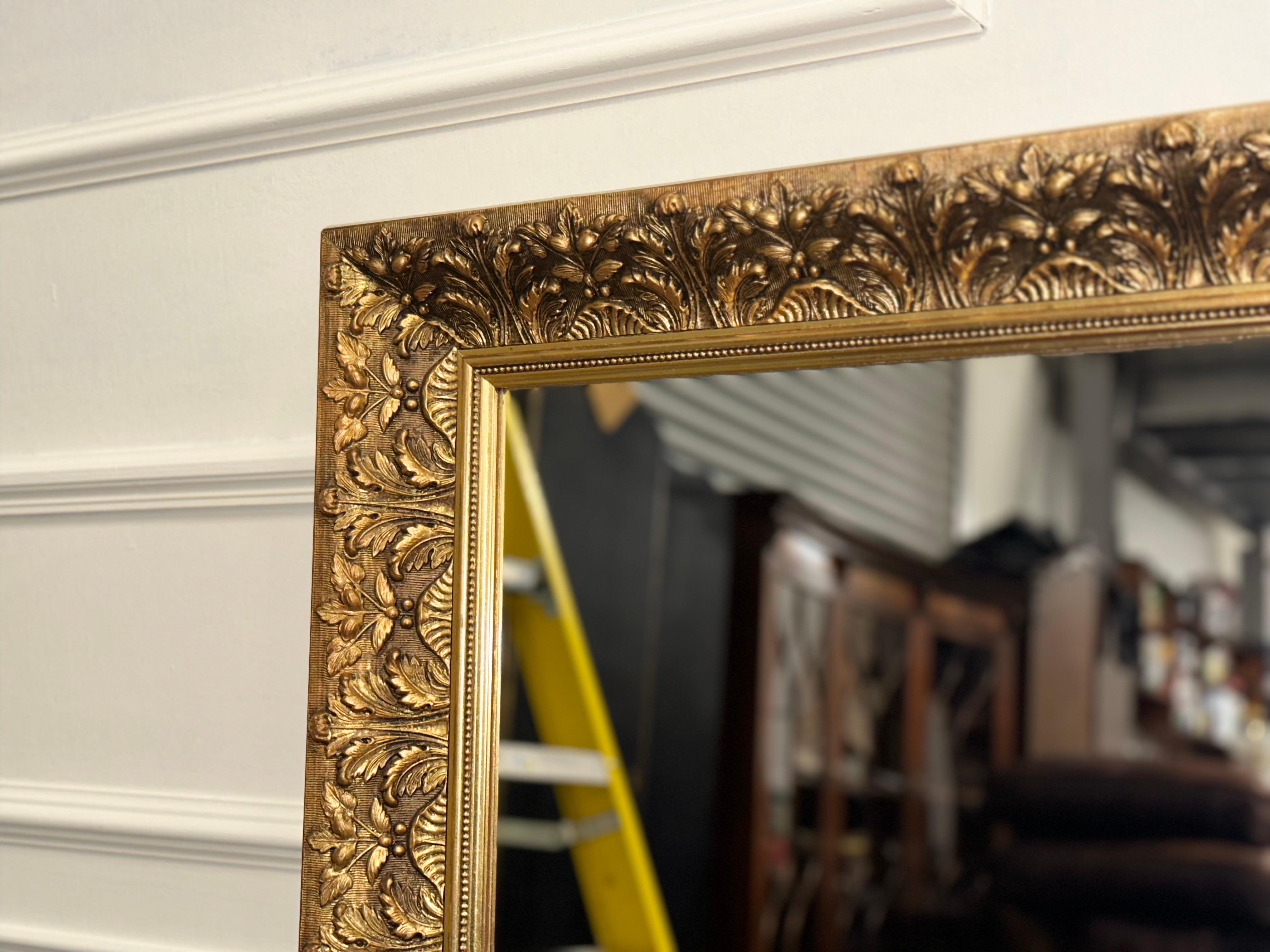 Hand-Crafted Vintage Heavily Carved Gold Ornate Bevelled Mirror