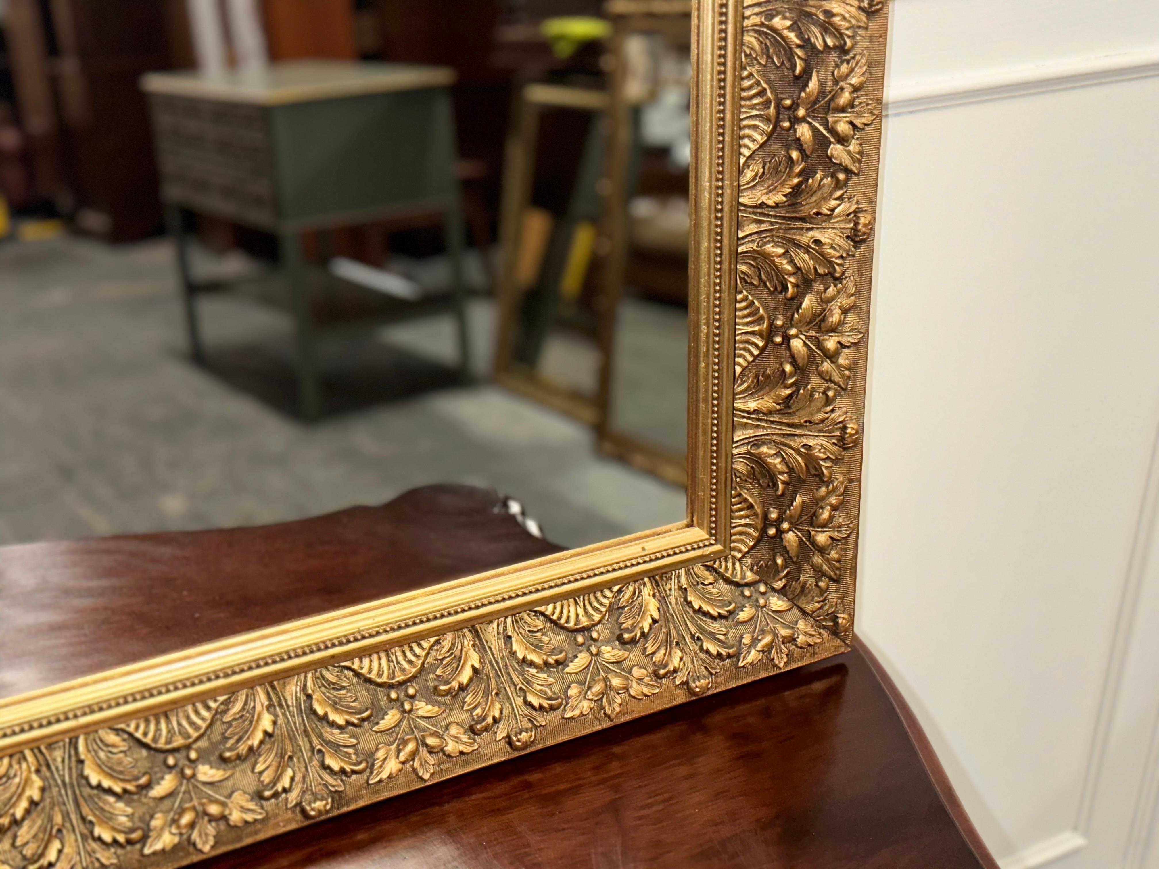 20th Century Vintage Heavily Carved Gold Ornate Bevelled Mirror