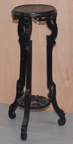 Vintage Heavily Distressed 19th Century Chinese Export Ebonised Jardiniere Stand