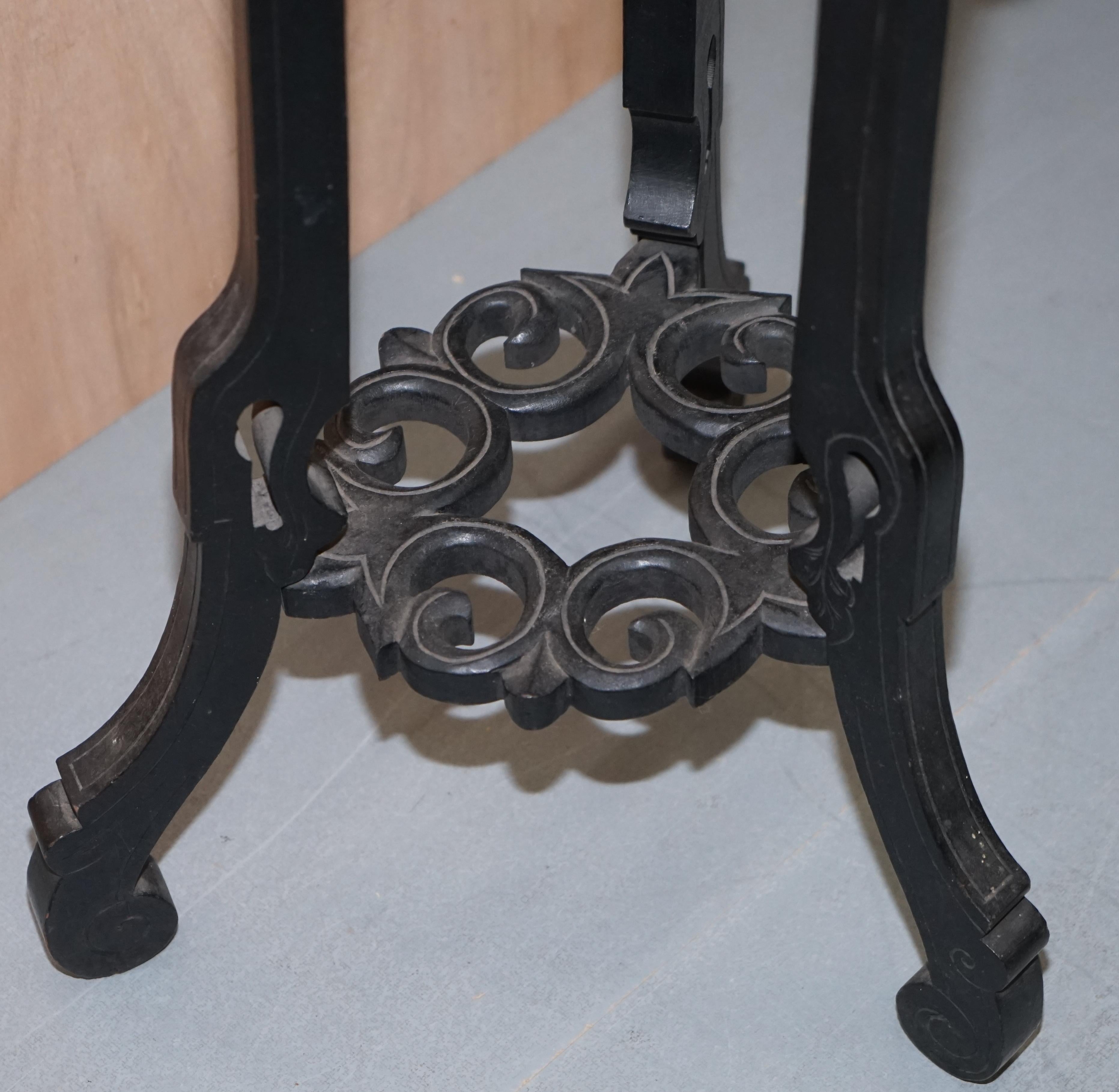 Vintage Heavily Distressed 19th Century Chinese Export Ebonised Jardiniere Stand For Sale 1