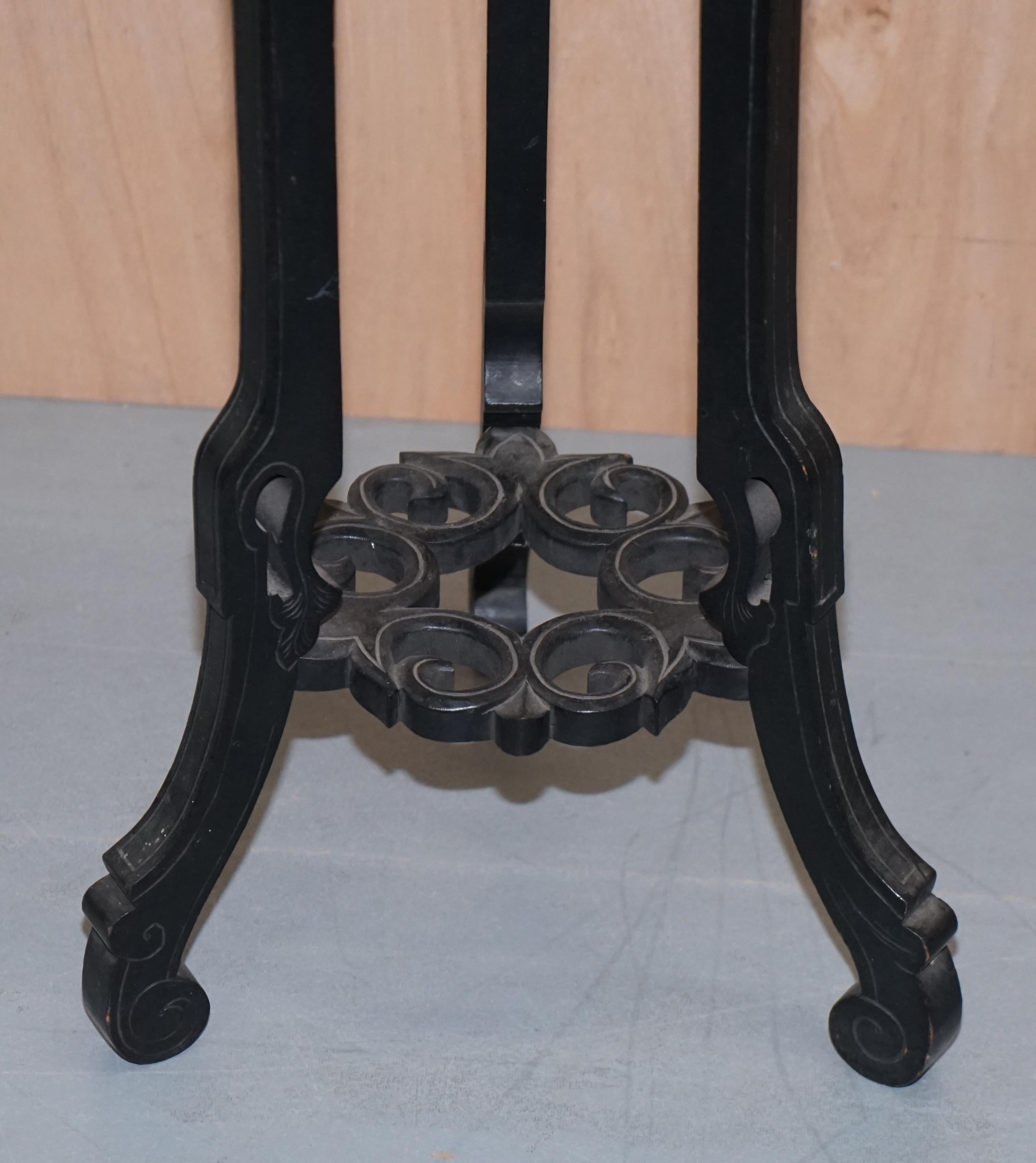 Vintage Heavily Distressed 19th Century Chinese Export Ebonised Jardiniere Stand For Sale 5