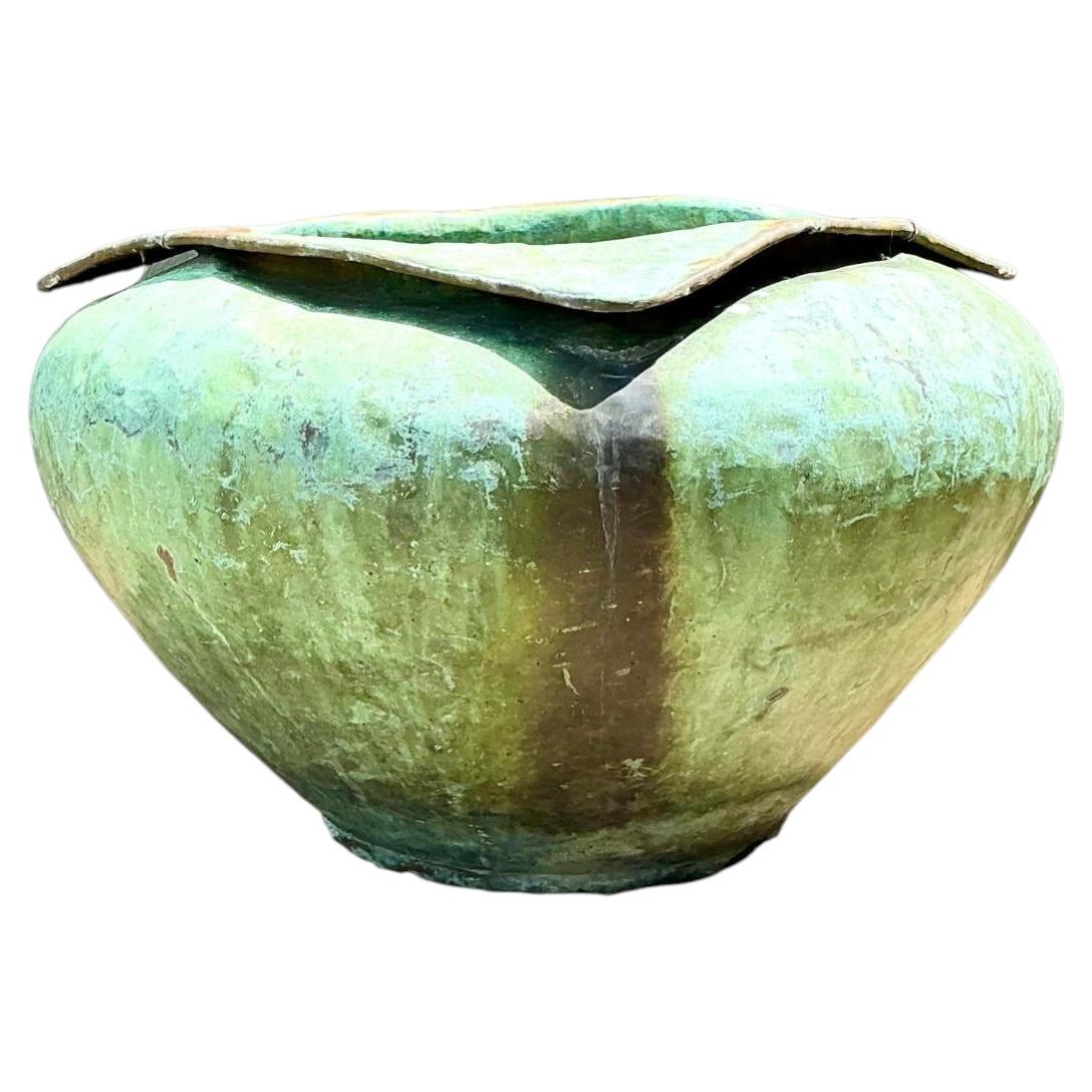 Vintage Heavily Patinated Bronze Planter