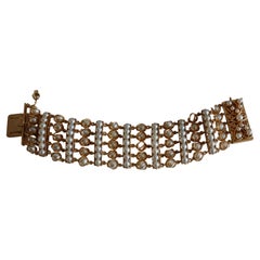 Vintage Heavy 14k Gold Bracelet with Natural Pearls