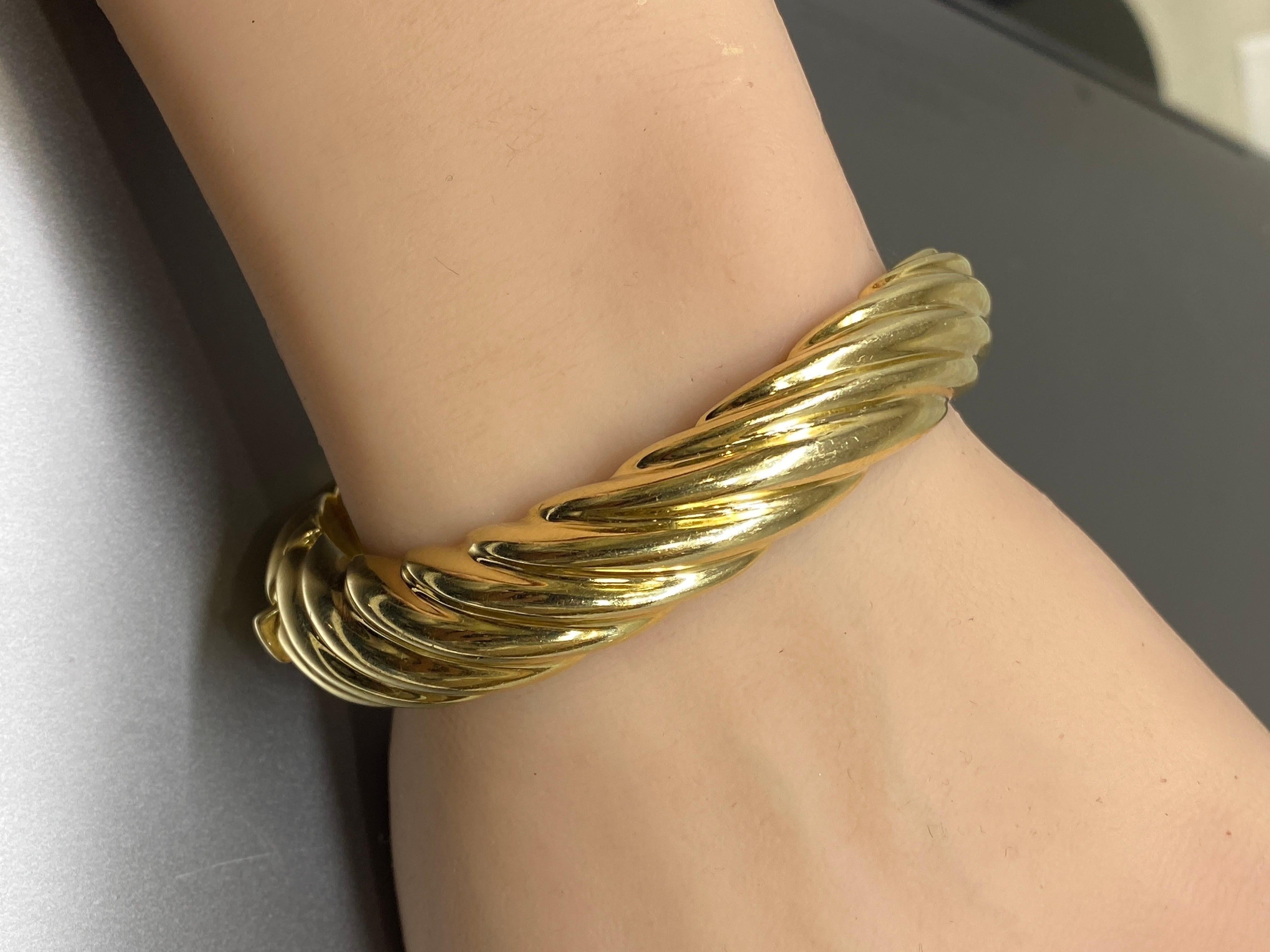 Vintage Schwerer 14k Gelbgold Wave Twist gerippter Armreif Armband 6