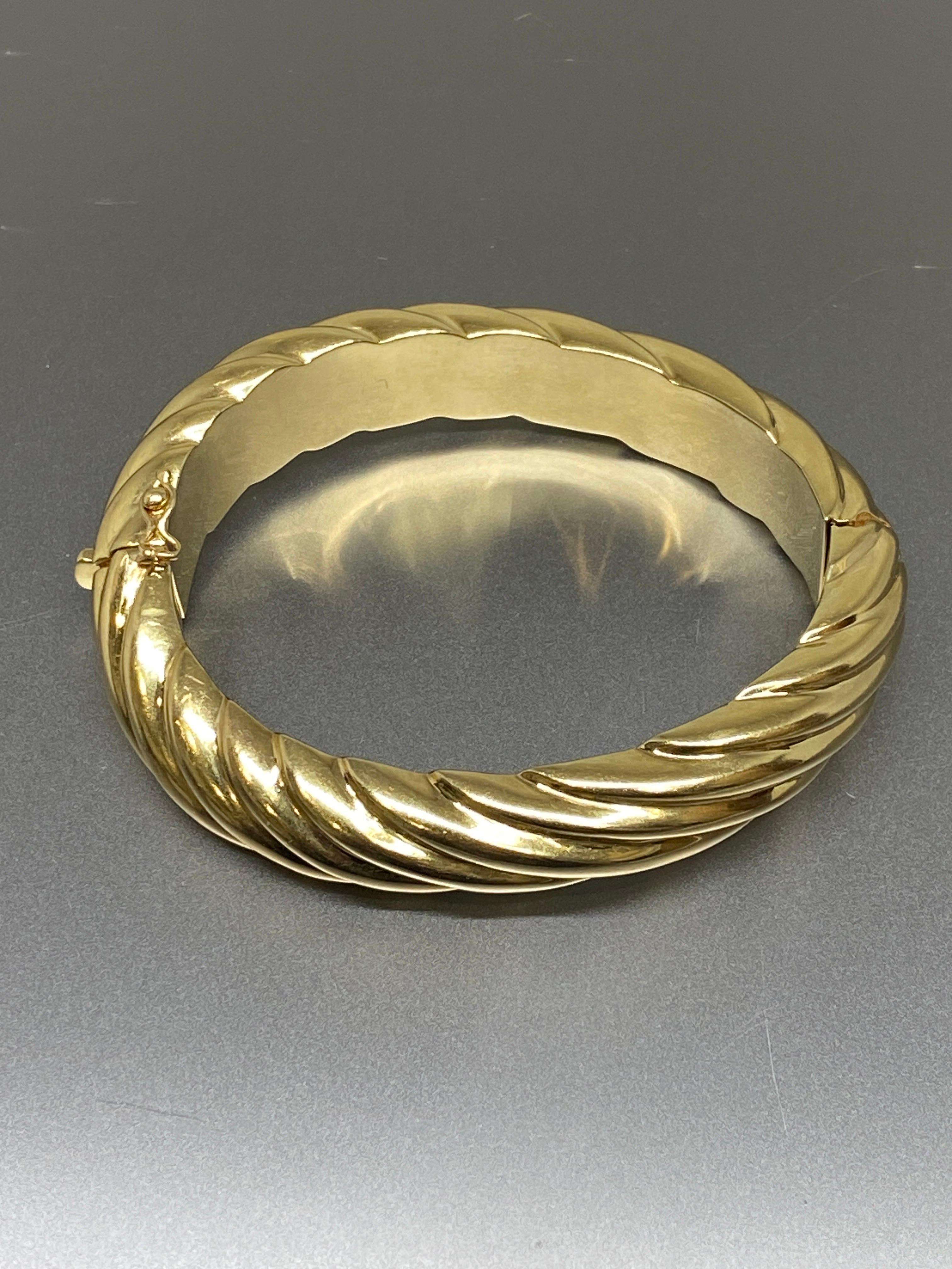 Vintage Schwerer 14k Gelbgold Wave Twist gerippter Armreif Armband Damen