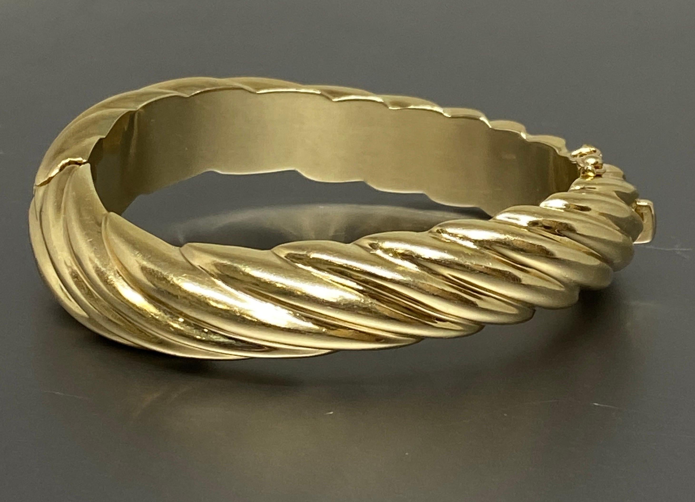 Vintage Schwerer 14k Gelbgold Wave Twist gerippter Armreif Armband 2