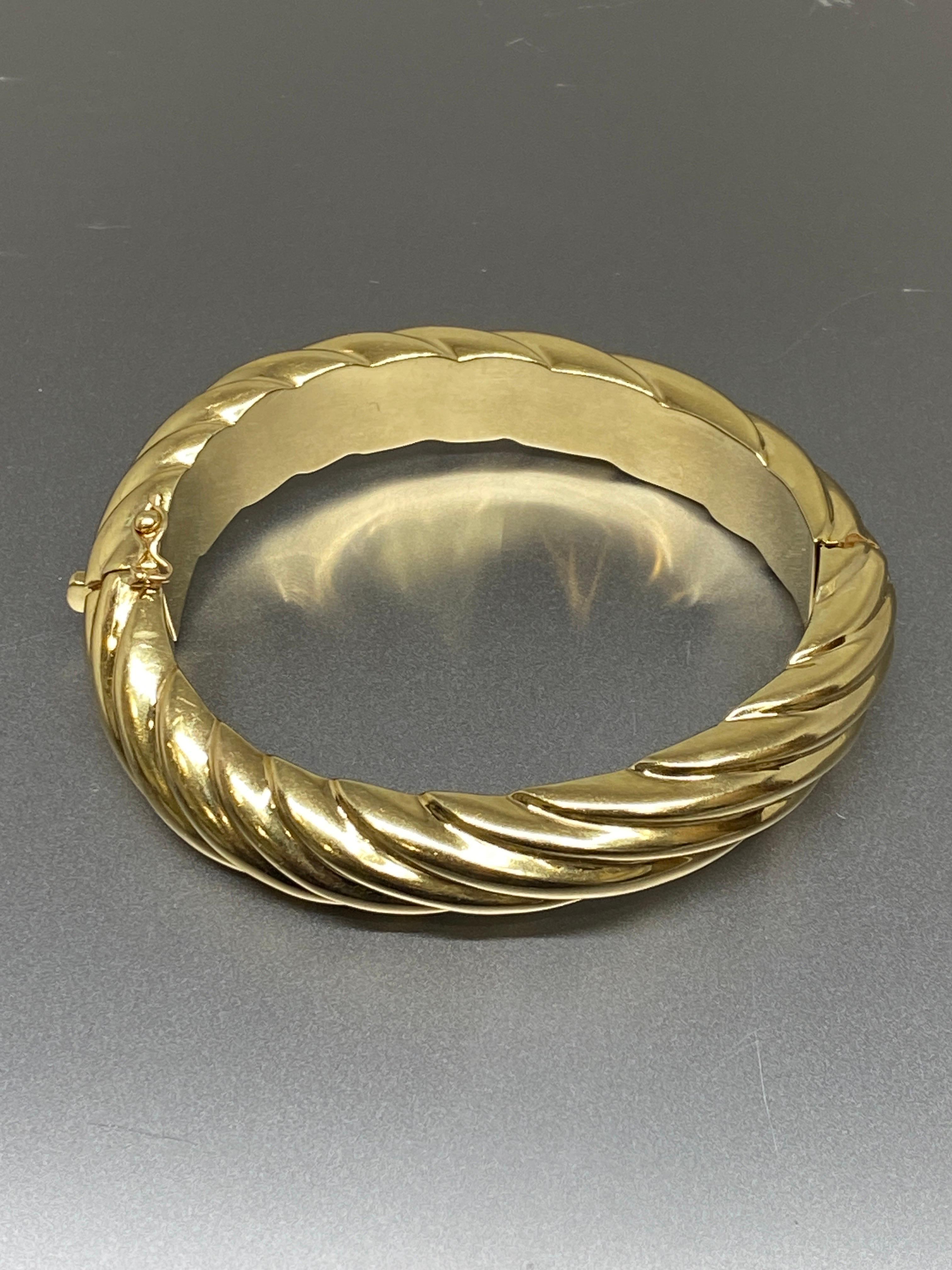 Vintage Schwerer 14k Gelbgold Wave Twist gerippter Armreif Armband 3