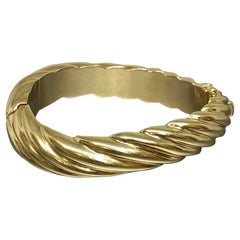 Vintage Schwerer 14k Gelbgold Wave Twist gerippter Armreif Armband