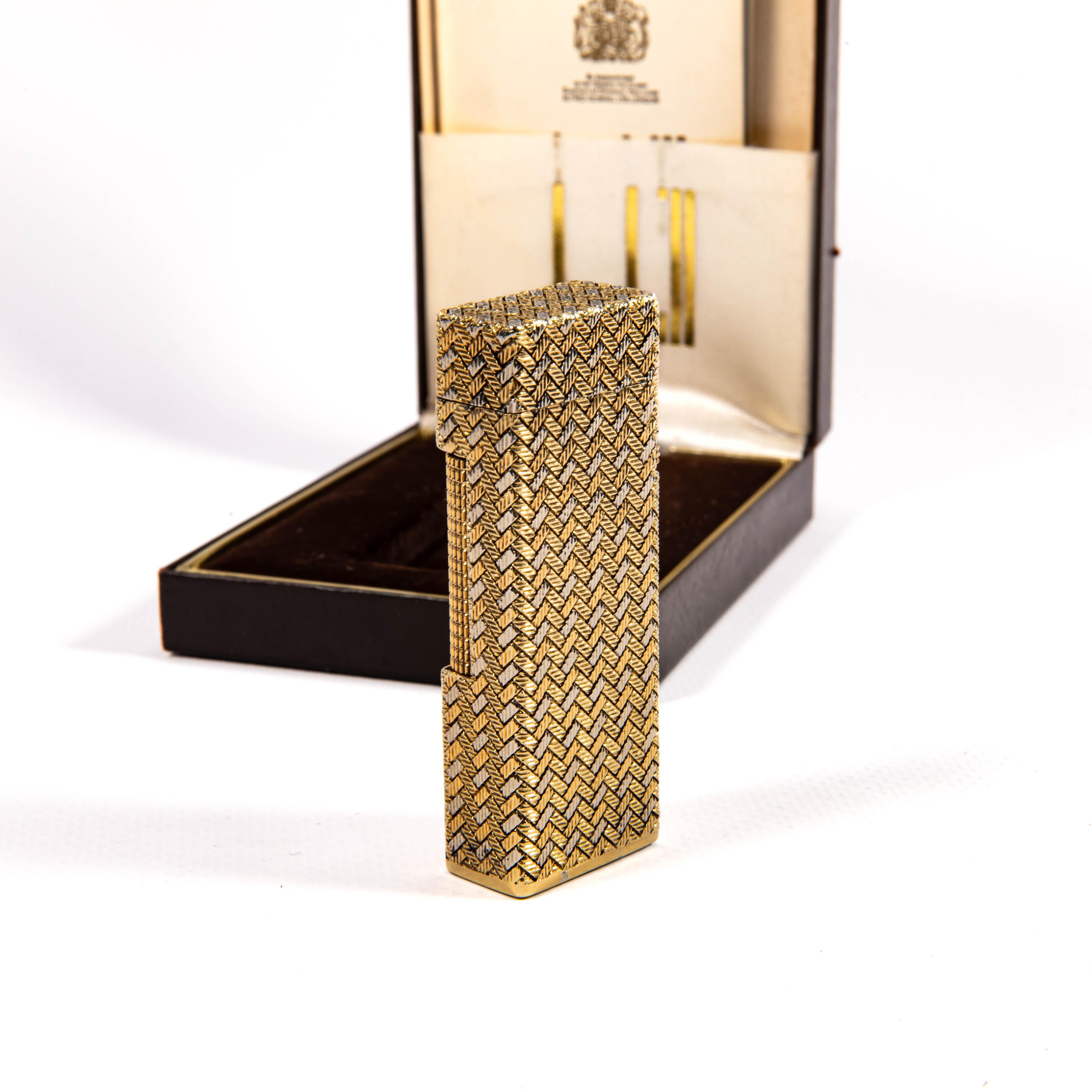 da uomo o donna Accendino Rollagas d'epoca in oro massiccio 18k DUNHILL in scatola 1966 in vendita