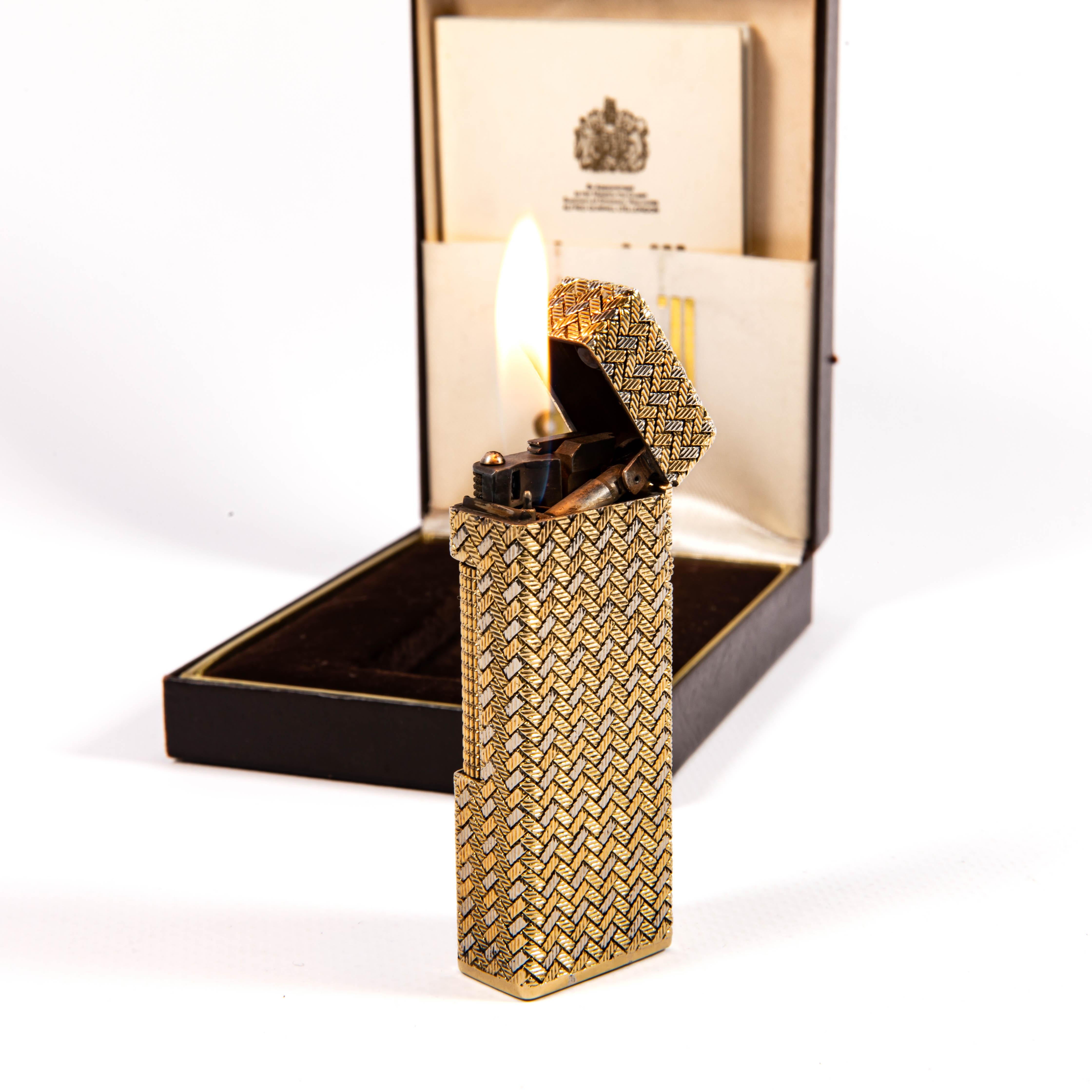 Accendino Rollagas d'epoca in oro massiccio 18k DUNHILL in scatola 1966 in vendita 4