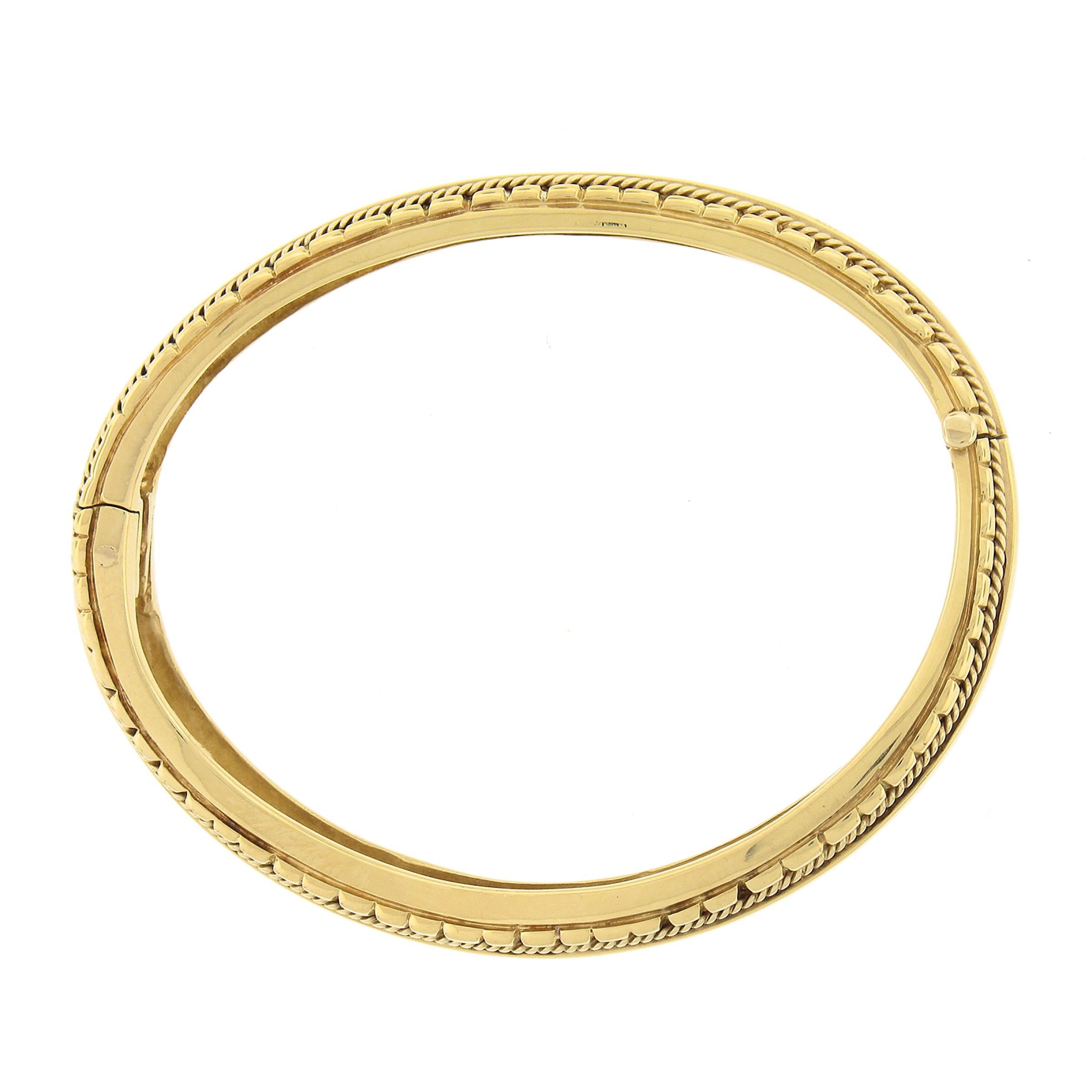 Schwerer 18 Karat Gelbgold polierter gedrehter Draht-Armreif mit Scharnier 3
