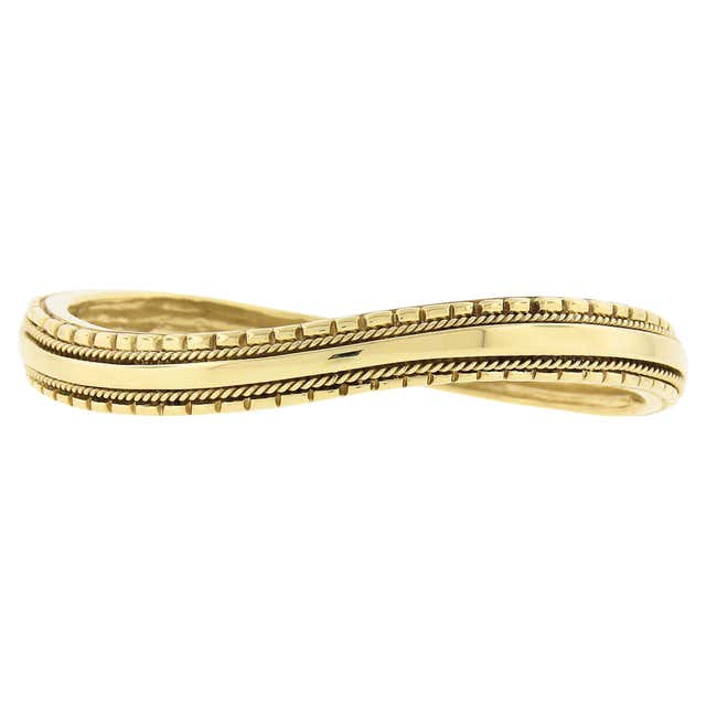 Gucci Heavy Gold Elephant Hair Wire Wrap Bangle Bracelet, 1980s at ...