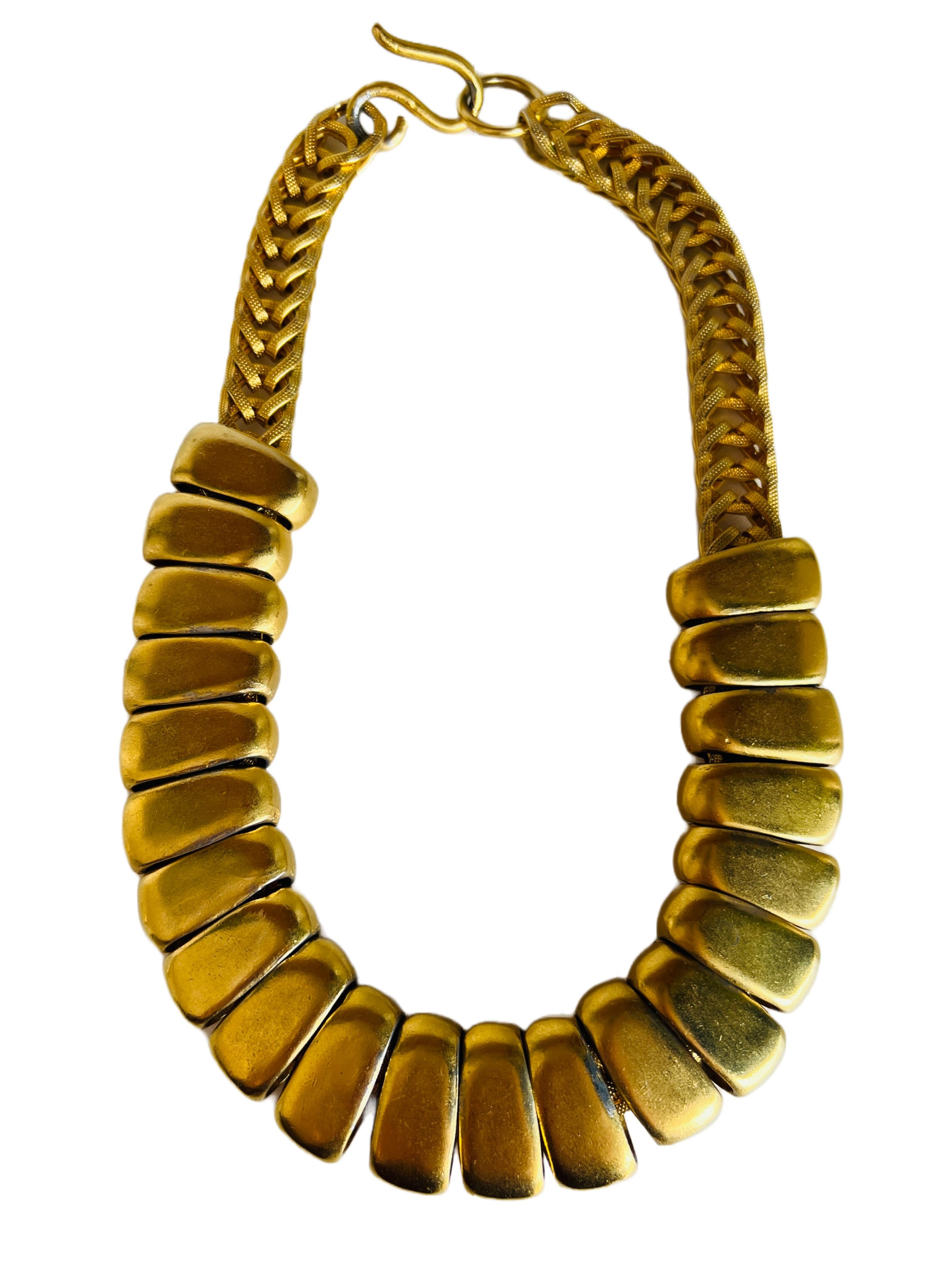 Modern Vintage Heavy '239 Grams' Gold Choker Chunky Statement Necklace
