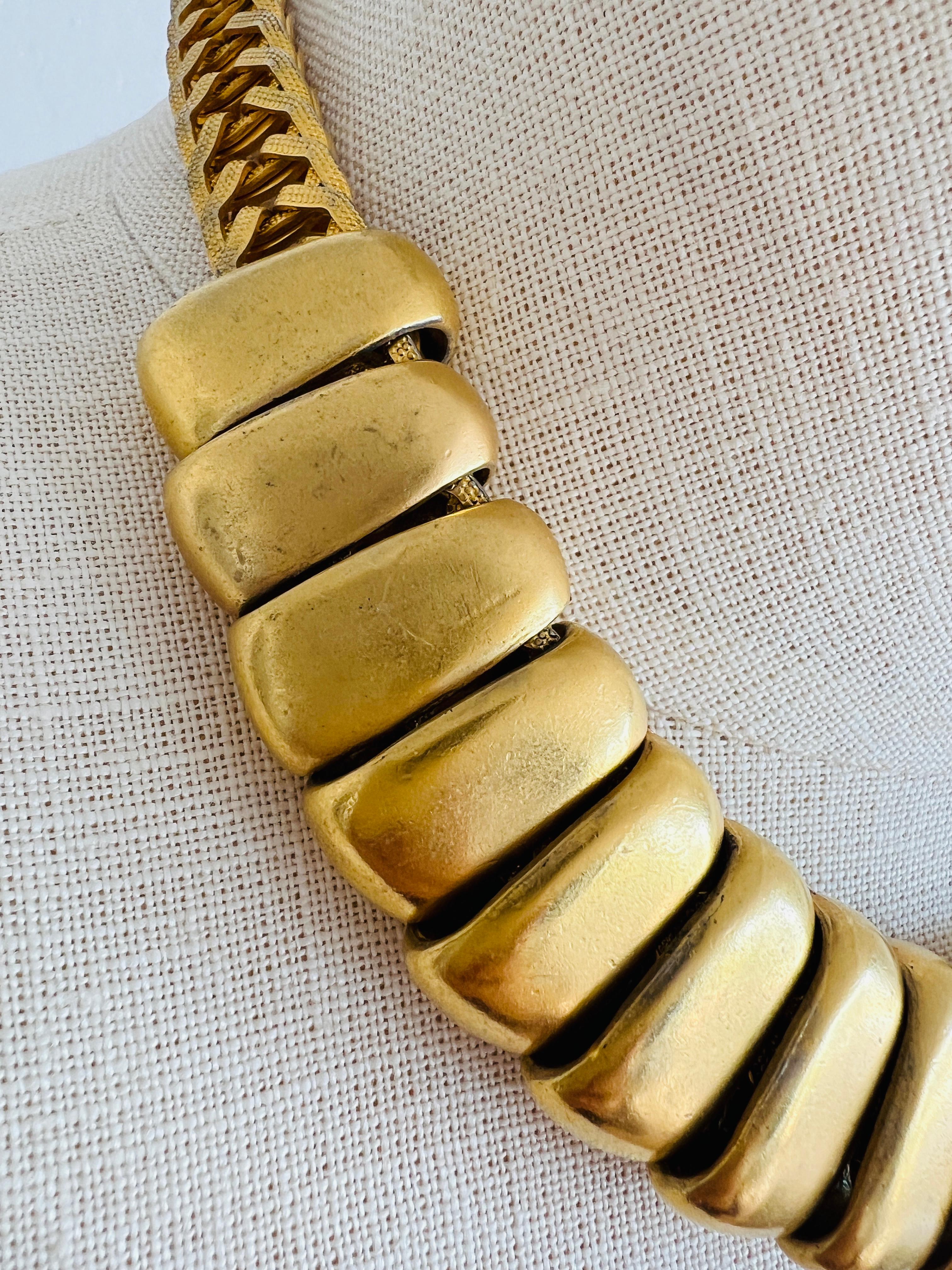 Vintage Heavy '239 Grams' Gold Choker Chunky Statement Necklace 1