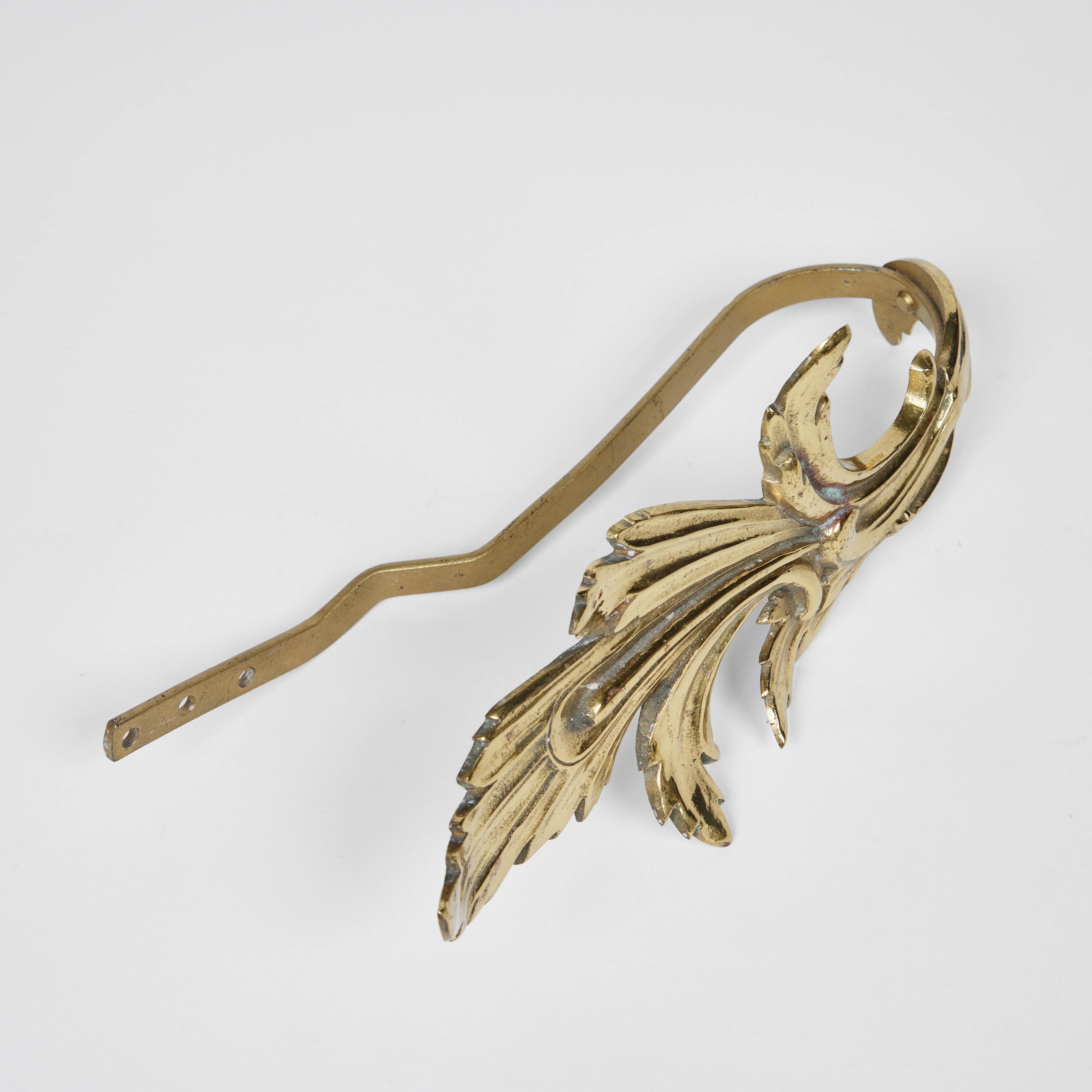 Vintage Heavy Brass Acanthus Leaf Tie Backs, Set of 4 3