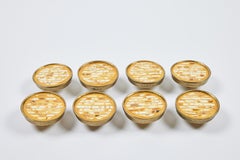 Vintage Heavy Brass with Inlaid Mosaic Tile Drawer/Cabinet Pulls  Set of 10