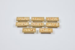 Vintage Heavy Brass with Inlaid Mosaic Tile Drawer/Cabinet Pulls Set of 8