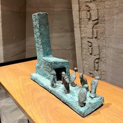 Sculpture vintage de sept personnages en bronze lourd