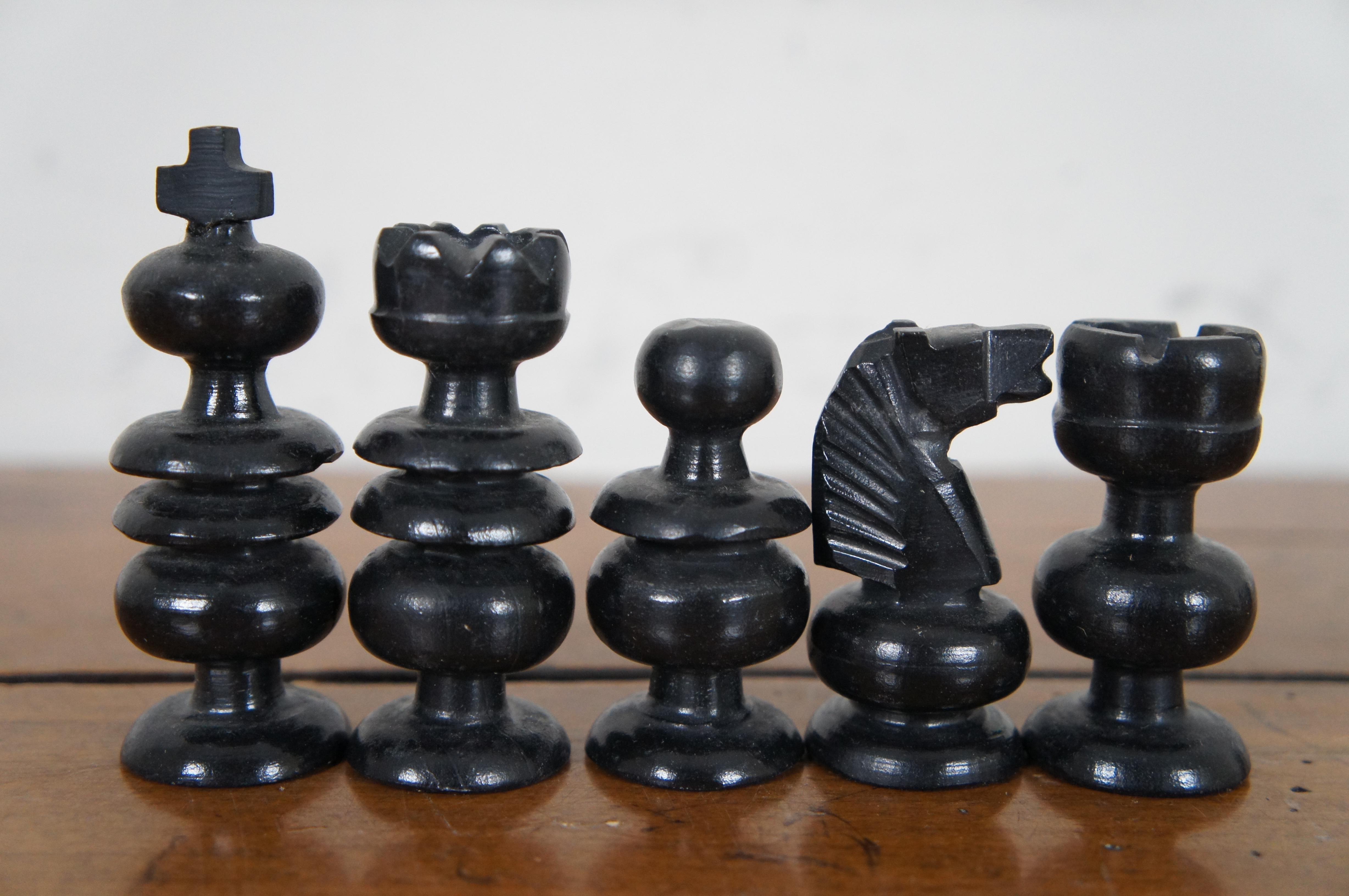 Vintage Heavy Carved Marble Stone Chess Set Game Board and Pieces For ...