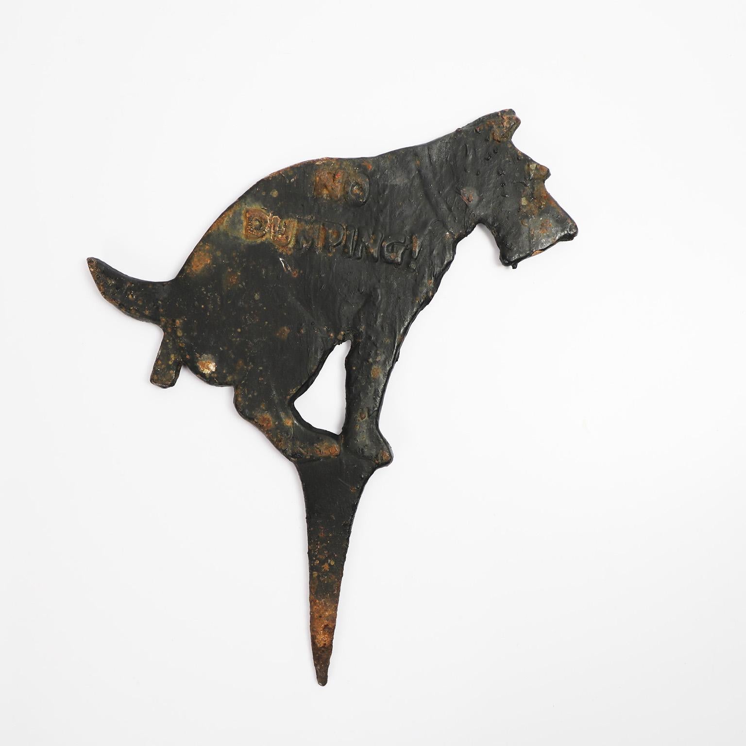 We offer this original Vintage Heavy Cast Iron Dog Lawn Sign. Made in iron with great patina