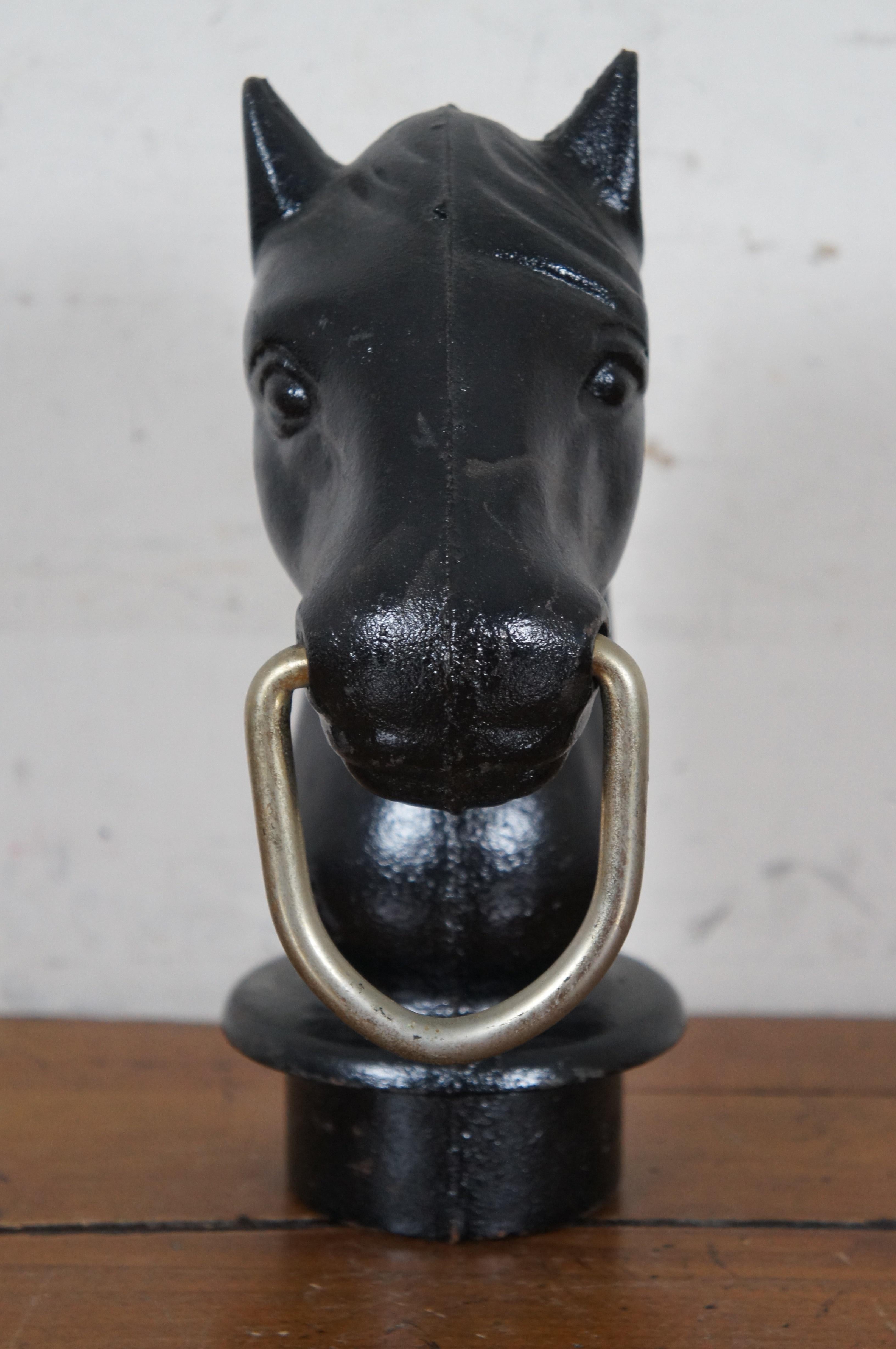 vintage cast iron horse head hitching post