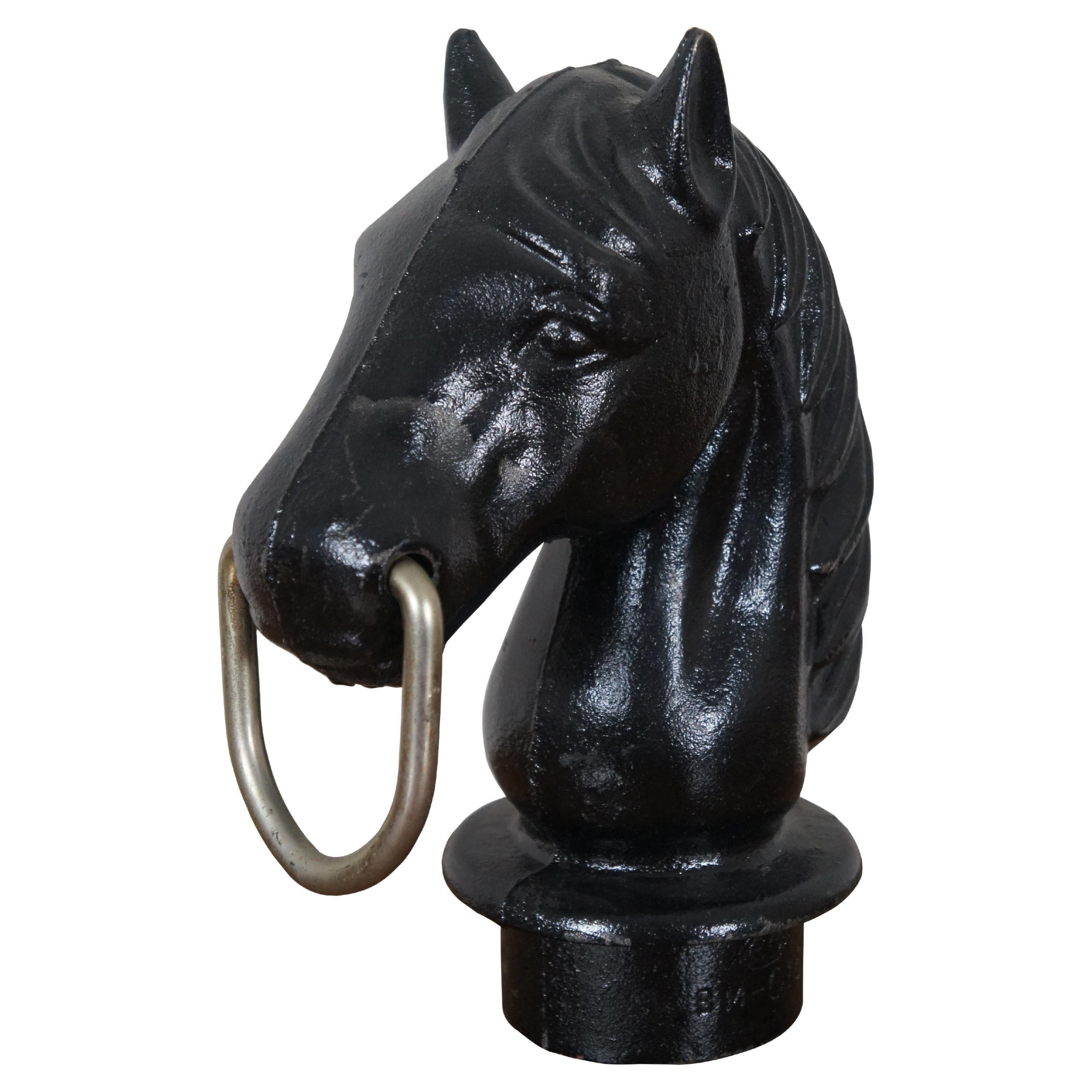 Vintage Heavy Cast Iron Equestrian Horse Head Hitching Post BM-015 9"