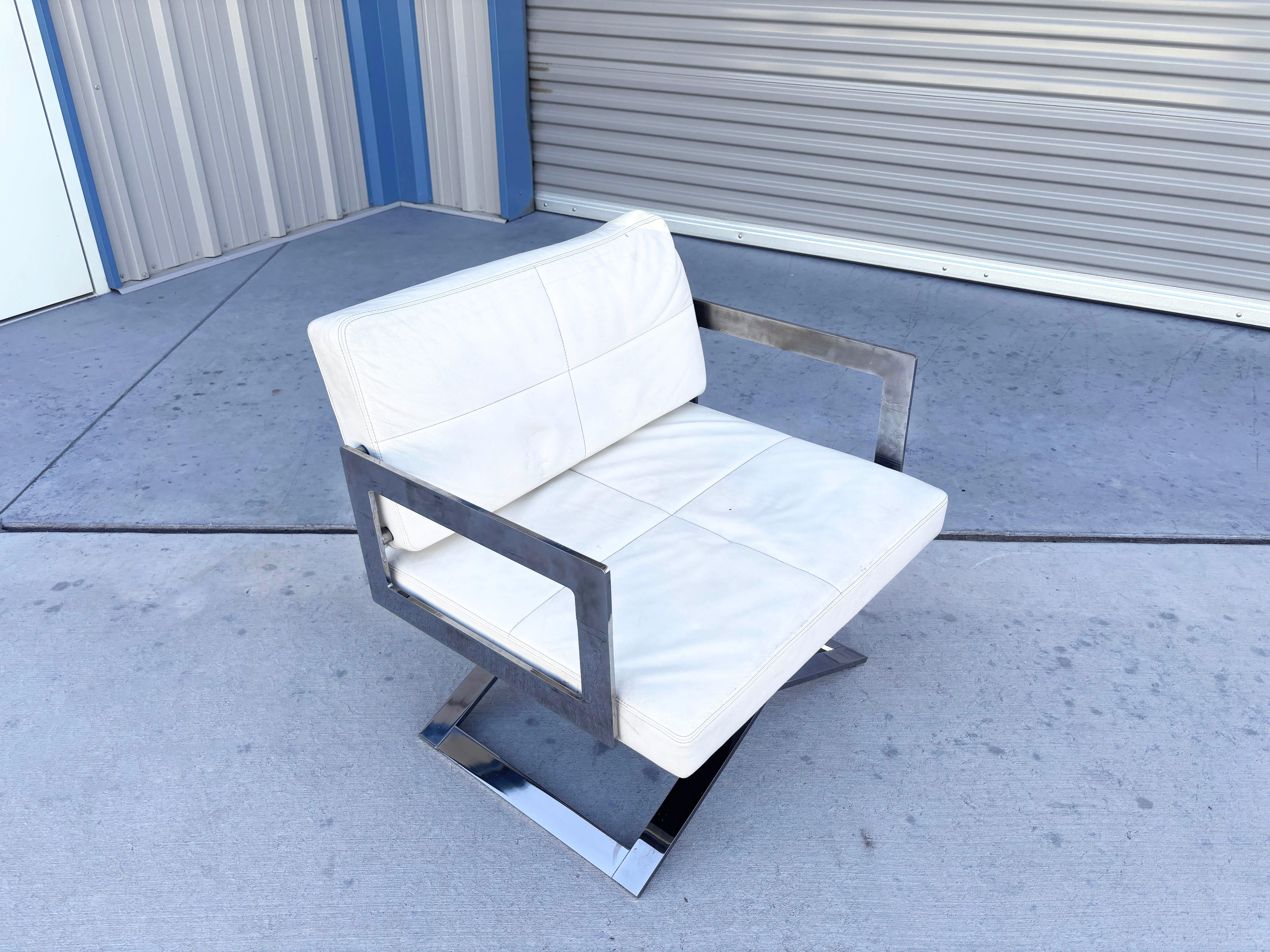 Silla de salón vintage cromada pesada Moderno de mediados de siglo en venta