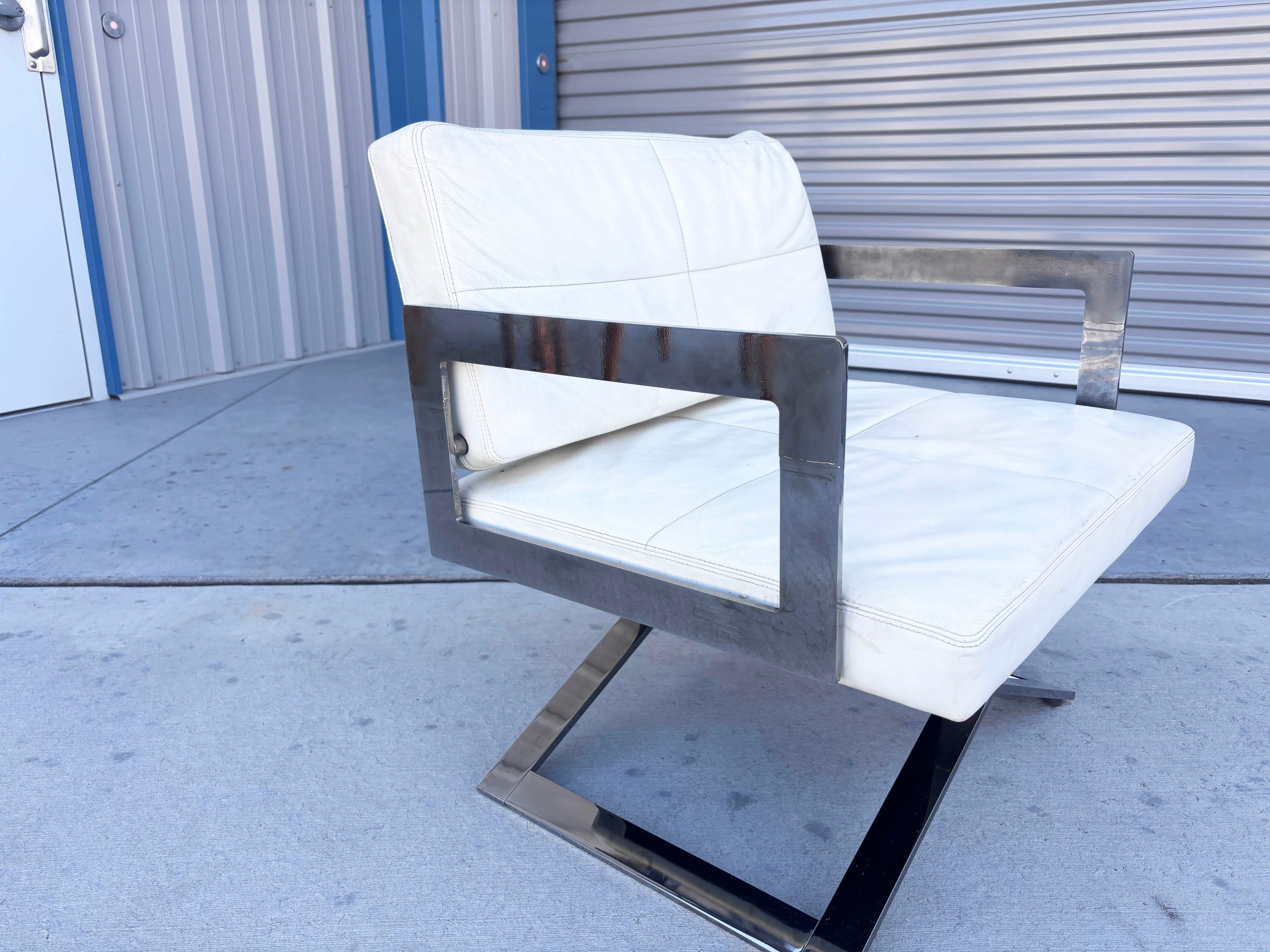 Silla de salón vintage cromada pesada Estadounidense en venta