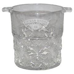 Vintage Heavy Cut Glass Ice Bucket Chivas Regal France 1980s