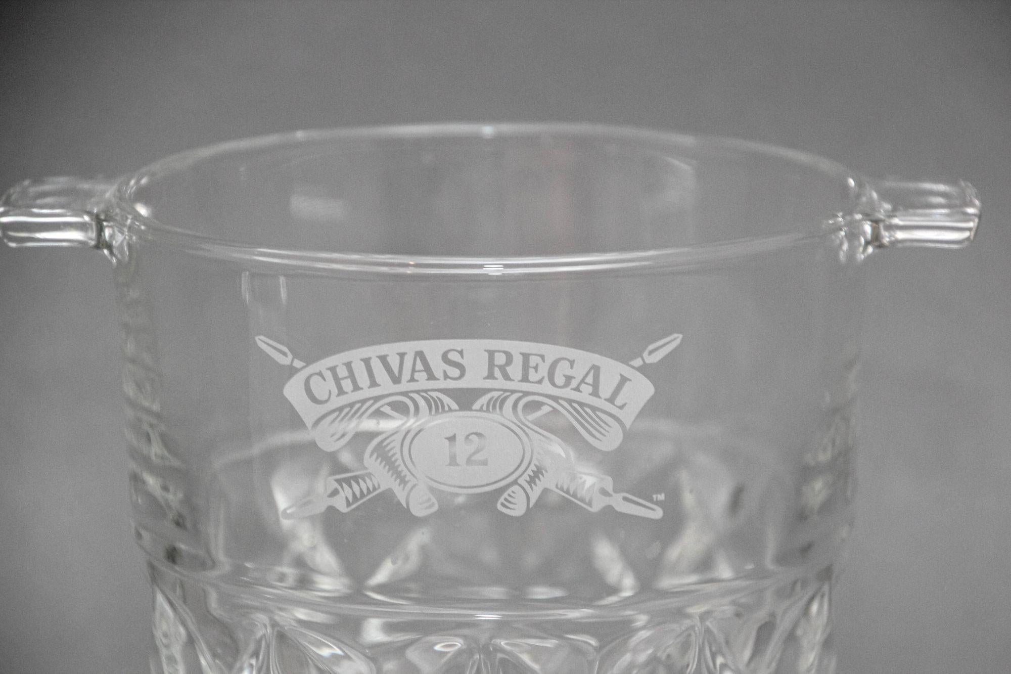 French Vintage Heavy Cut Glass Ice Bucket Chivas Regal France 1980s For Sale