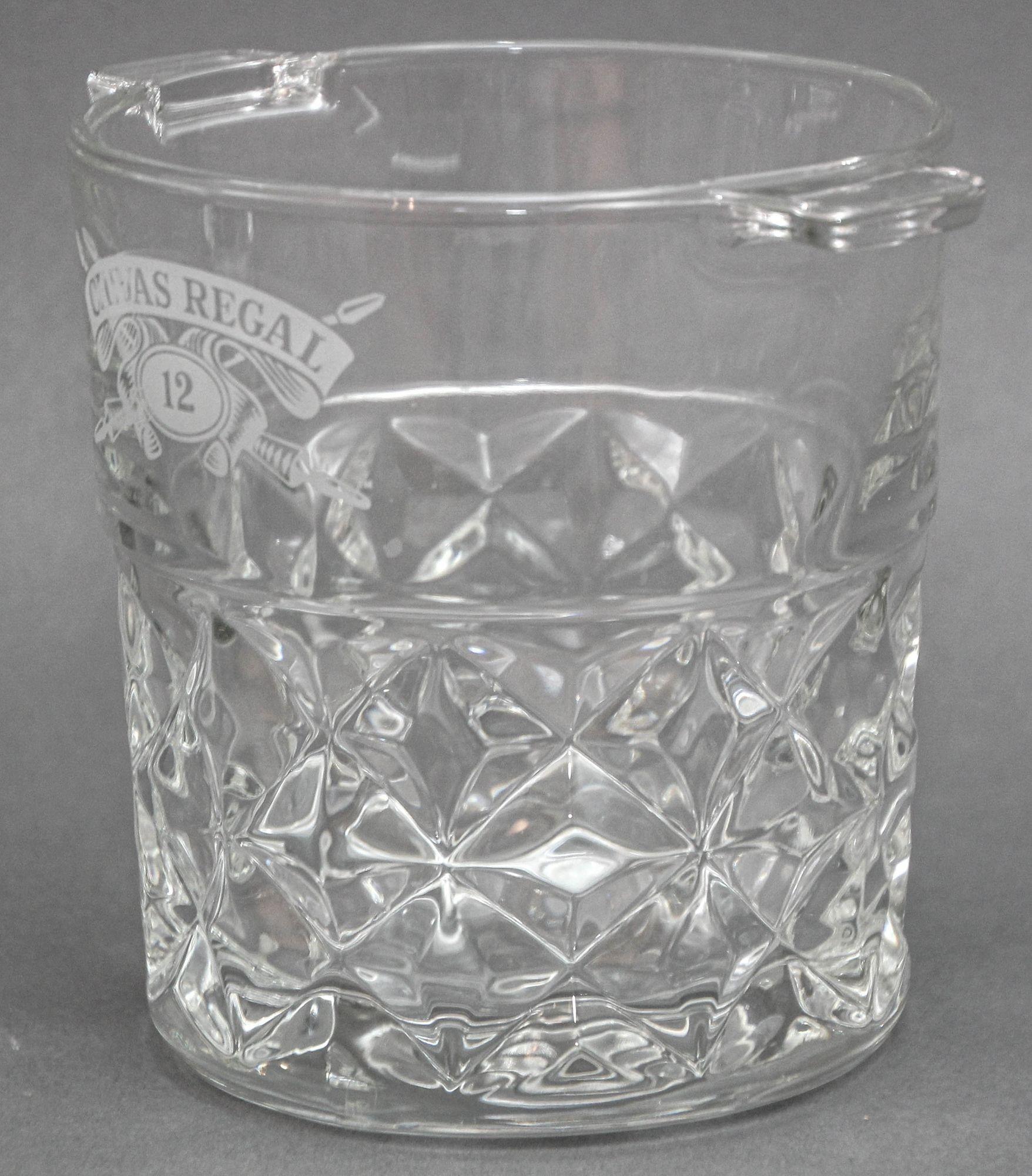Vintage Heavy Cut Glass Ice Bucket Chivas Regal France 1980s In Good Condition For Sale In North Hollywood, CA