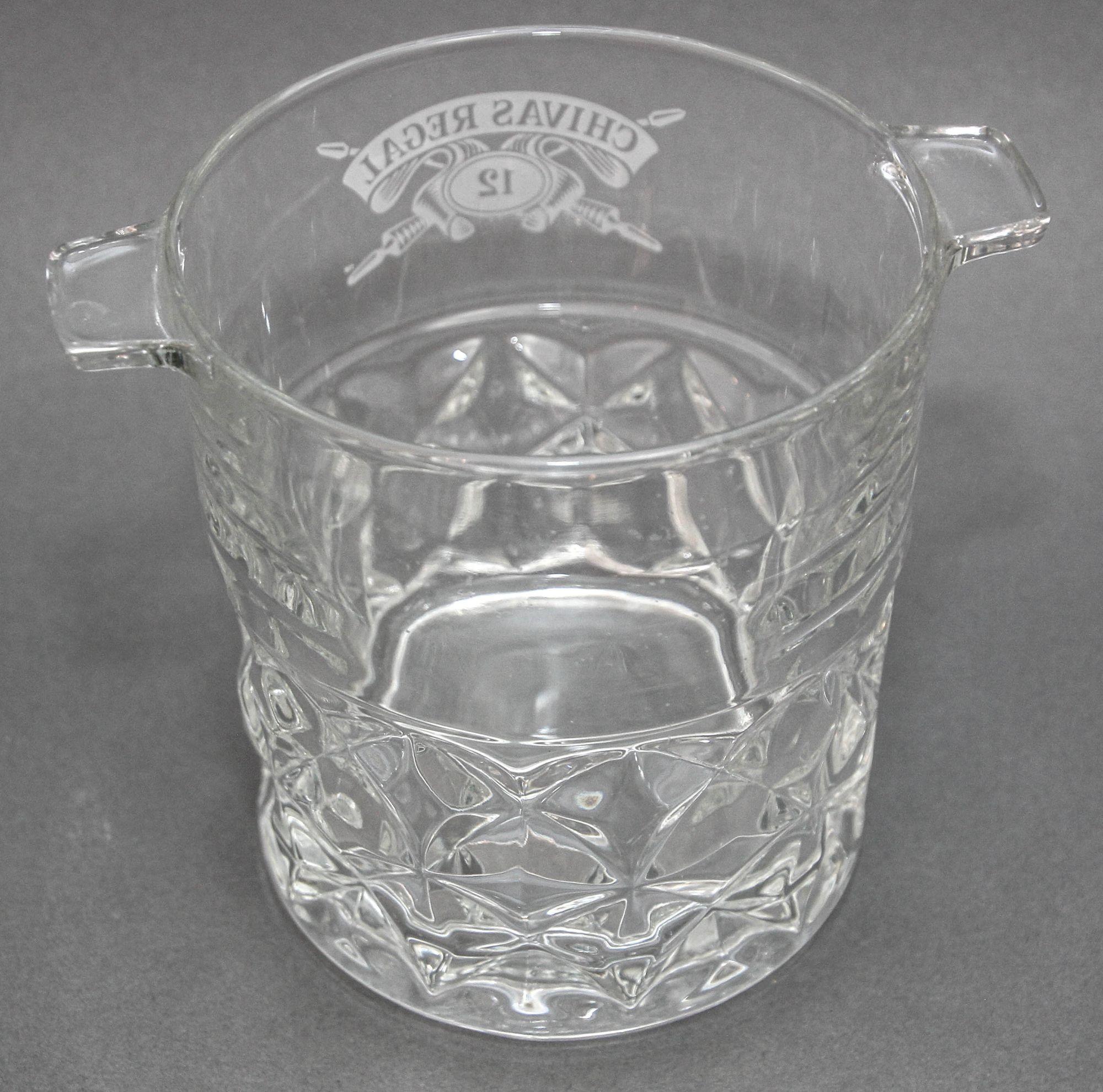 Crystal Vintage Heavy Cut Glass Ice Bucket Chivas Regal France 1980s For Sale