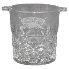 Vintage Heavy Cut Glass Ice Bucket Chivas Regal France 1980s